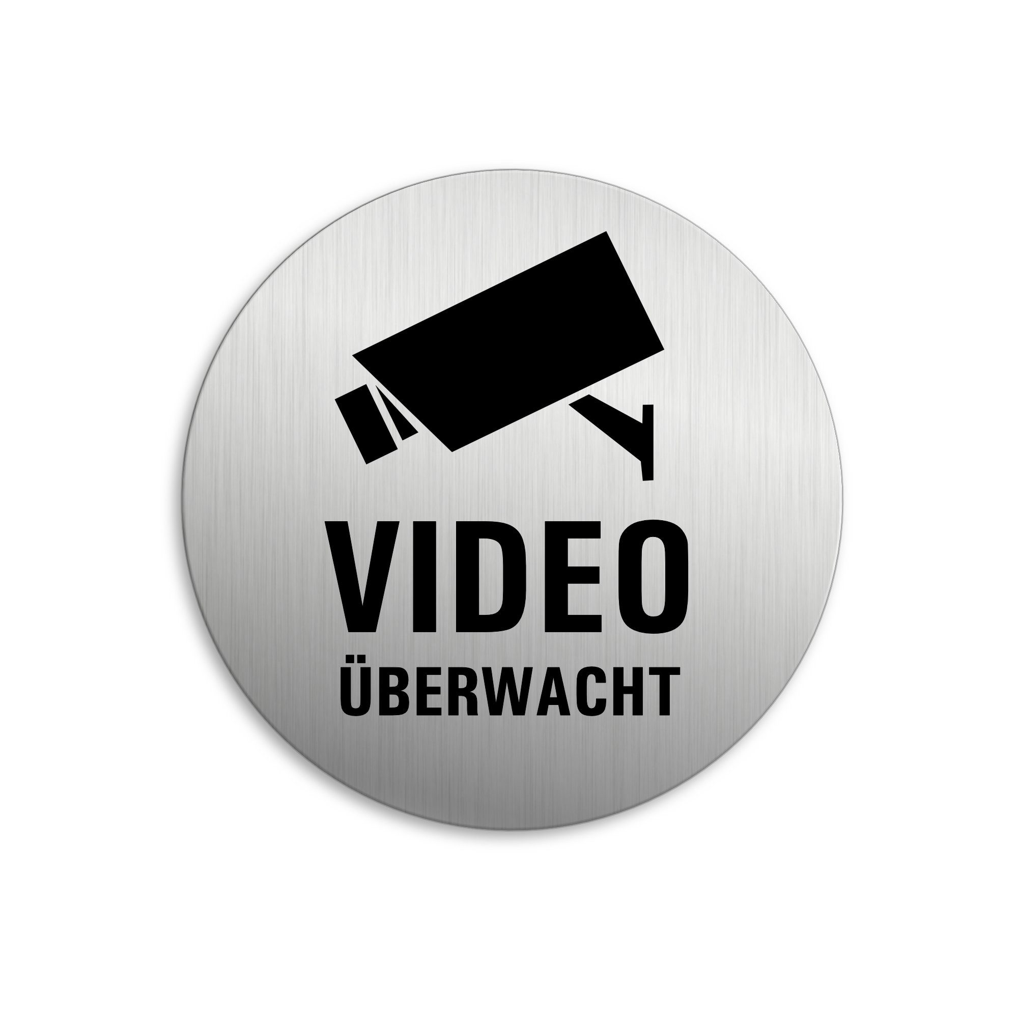 OFFORM DESIGN Hinweisschild Videoüberwachung Ø 75 mm Edelstahloptik selbstklebend, (1 St)