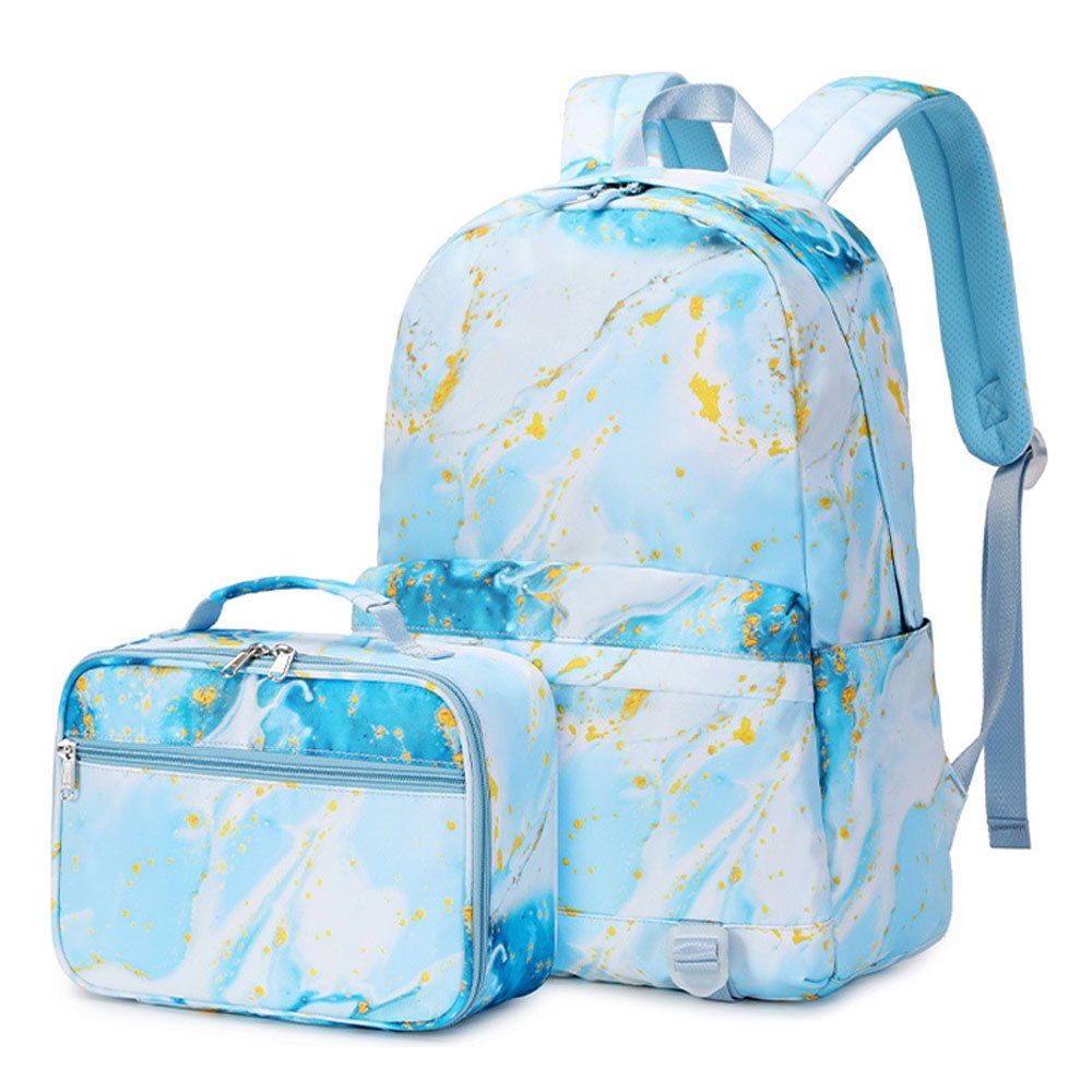 autolock Schulrucksack Casual School Backpack mit Lunch Bag Teen Girls blau | Schulrucksäcke