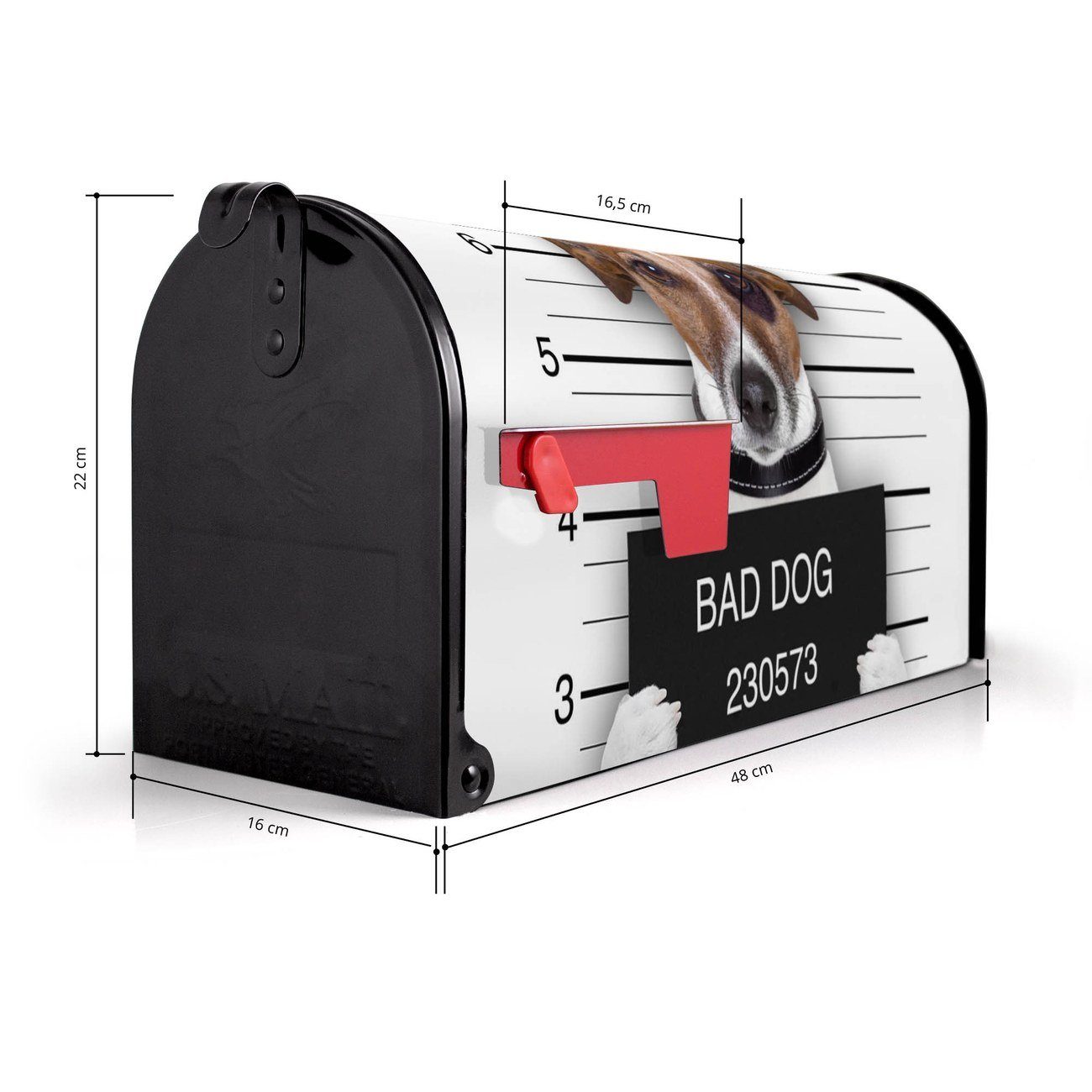 51 banjado Briefkasten cm x 17 Briefkasten, 22 x original schwarz Bad aus Mailbox (Amerikanischer Dog Jack USA), Mississippi Russel Amerikanischer