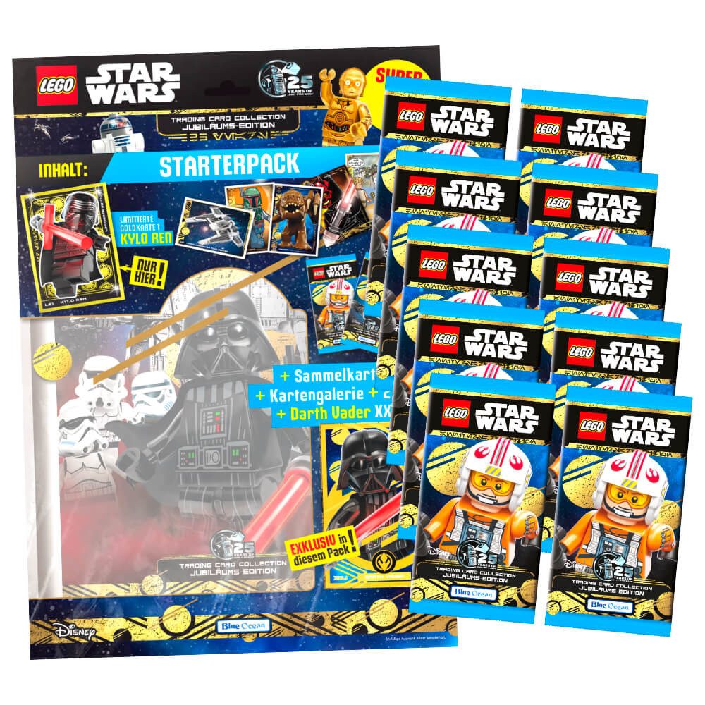 Blue Ocean Sammelkarte Lego Star Wars Karten Trading Cards Serie 5 - Jubiläum Sammelkarten, Lego Star Wars Sammelkarten - 1 Starter + 10 Booster