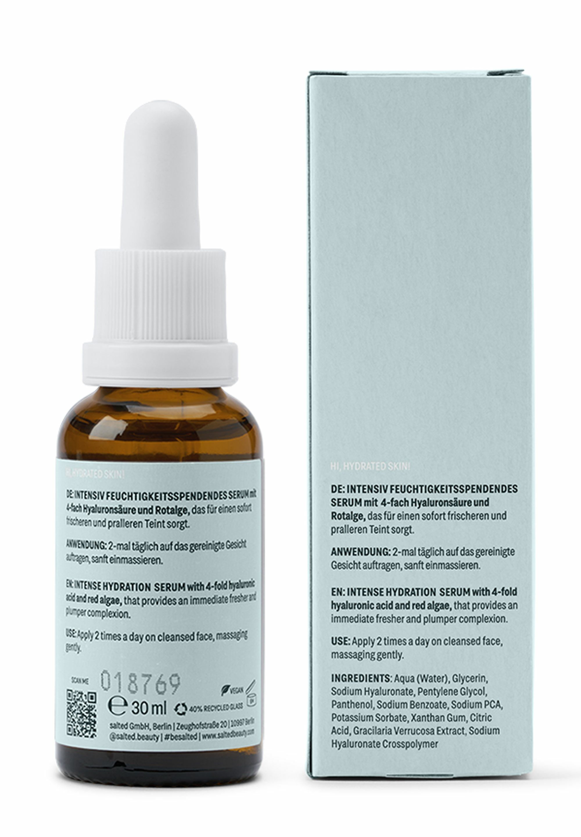 salted. Gesichtsserum Aufpolsterndes Hyaluron Serum, ohne Duft, feuchtigkeitsspendend