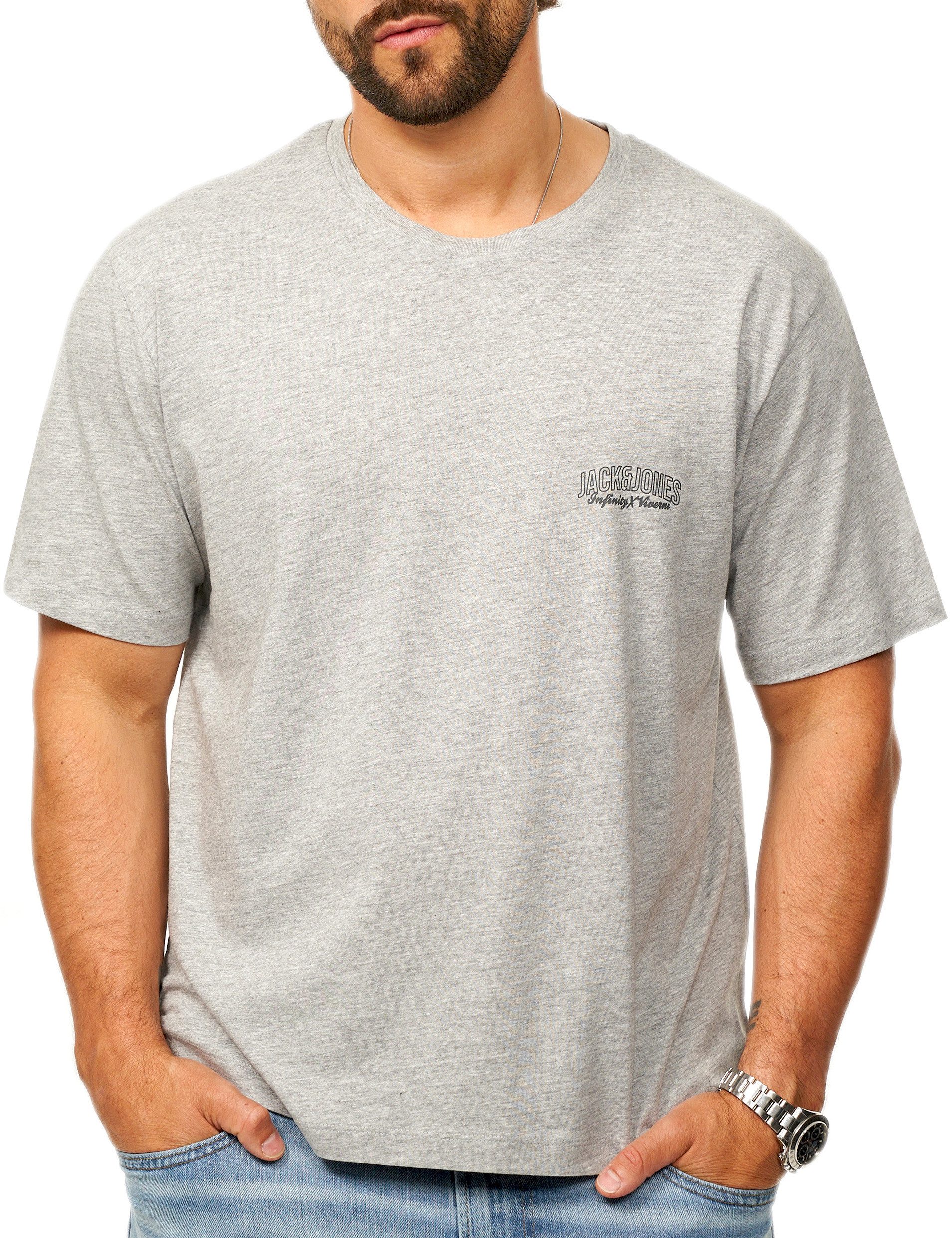 Jack & Jones T-Shirt INFINITY TEE MIT RUNDHALSAUSSCHNITT CREW NECK Herren Kurzarm Shirt aus 100% Baumwolle mit Logo Details im Modern-Fit