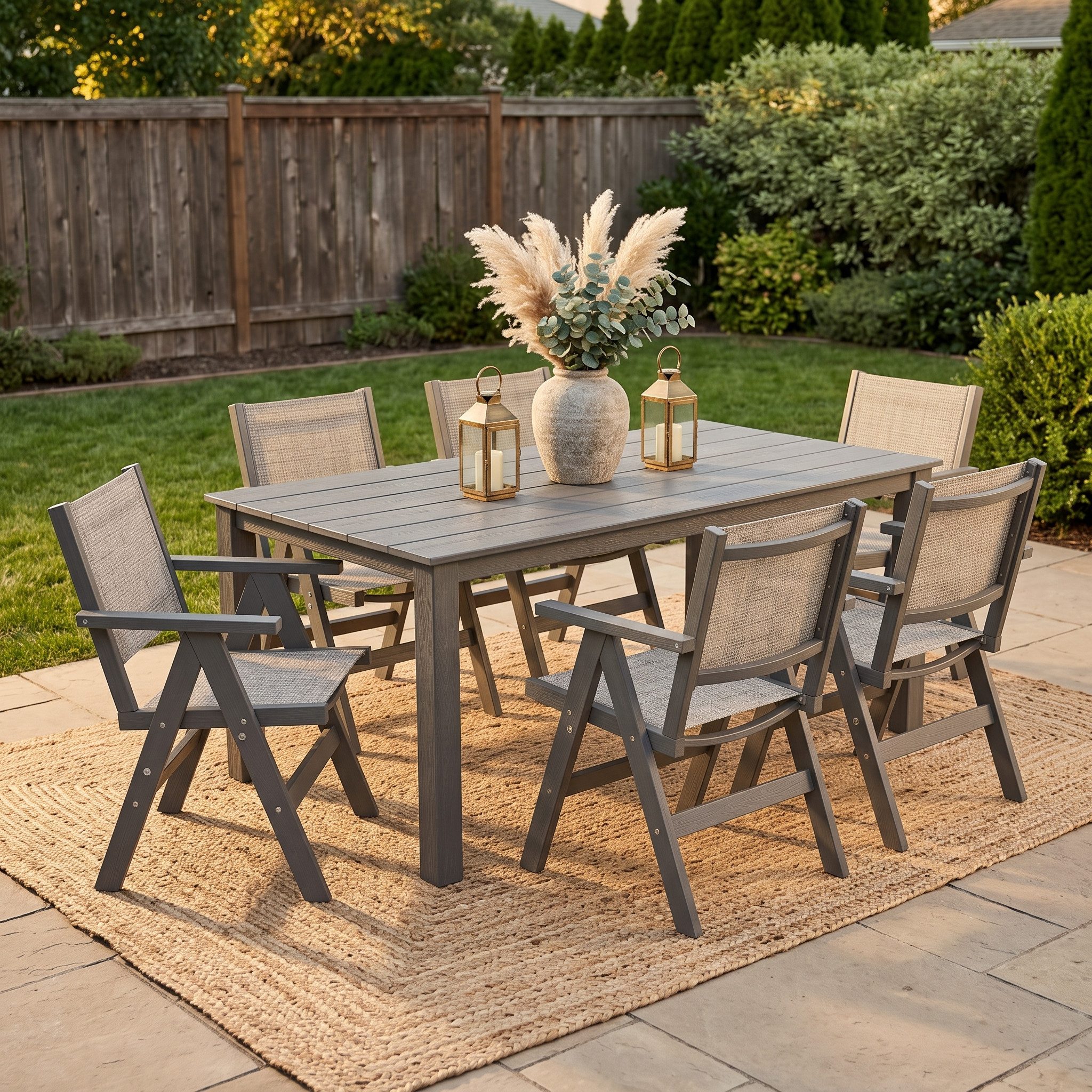 NJLyuhome Esstisch Allwetter-Outdoor-Esstisch mit Schirmloch, 175 x 81 x 75 cm (1-St), wetterfest & pflegeleicht, für Terrasse, Garten & Balkon