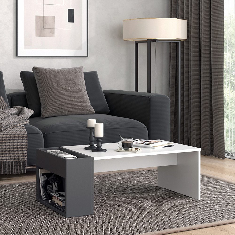 Vicco Couchtisch Chris, Weiß/Anthrazit, 95 x 49.4 cm günstig online kaufen