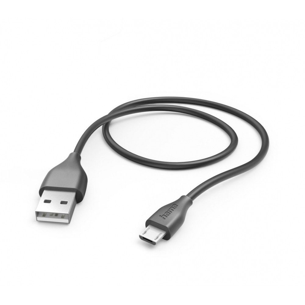 Hama Hama Ladekabel USB-A auf Micro-USB 1,5m schwarz USB-Kabel, USB-A-Stecker, Micro-USB-Stecker, USB-A-Stecker, Micro-USB-Stecker, Schnellladen mit kompatiblen Geräten