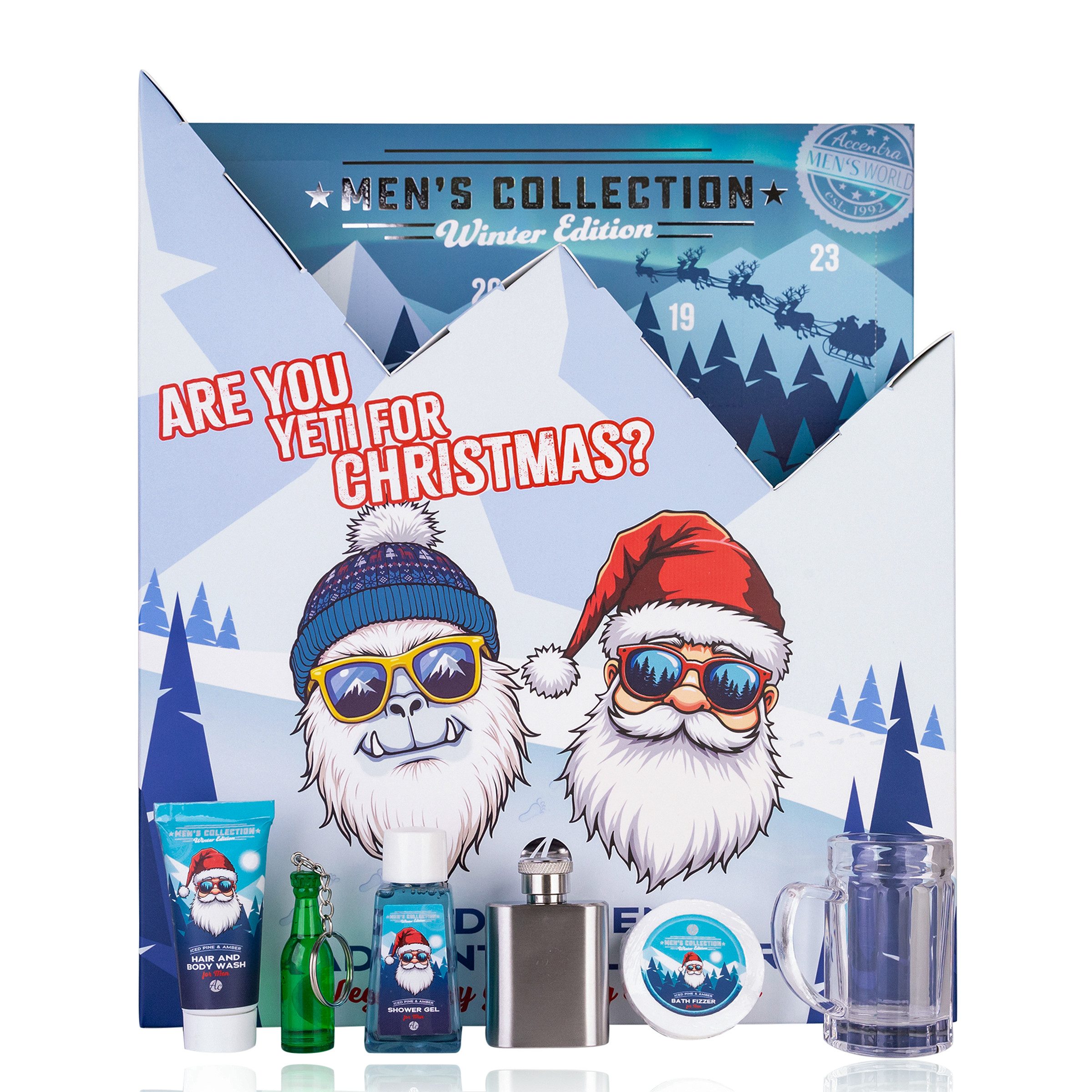ACCENTRA Adventskalender Adventskalender MEN'S COLLECTION WINTER EDITION in aufklappbarer Box, Praktische Aufhängung oder als Dekoration auf Tisch/Regal