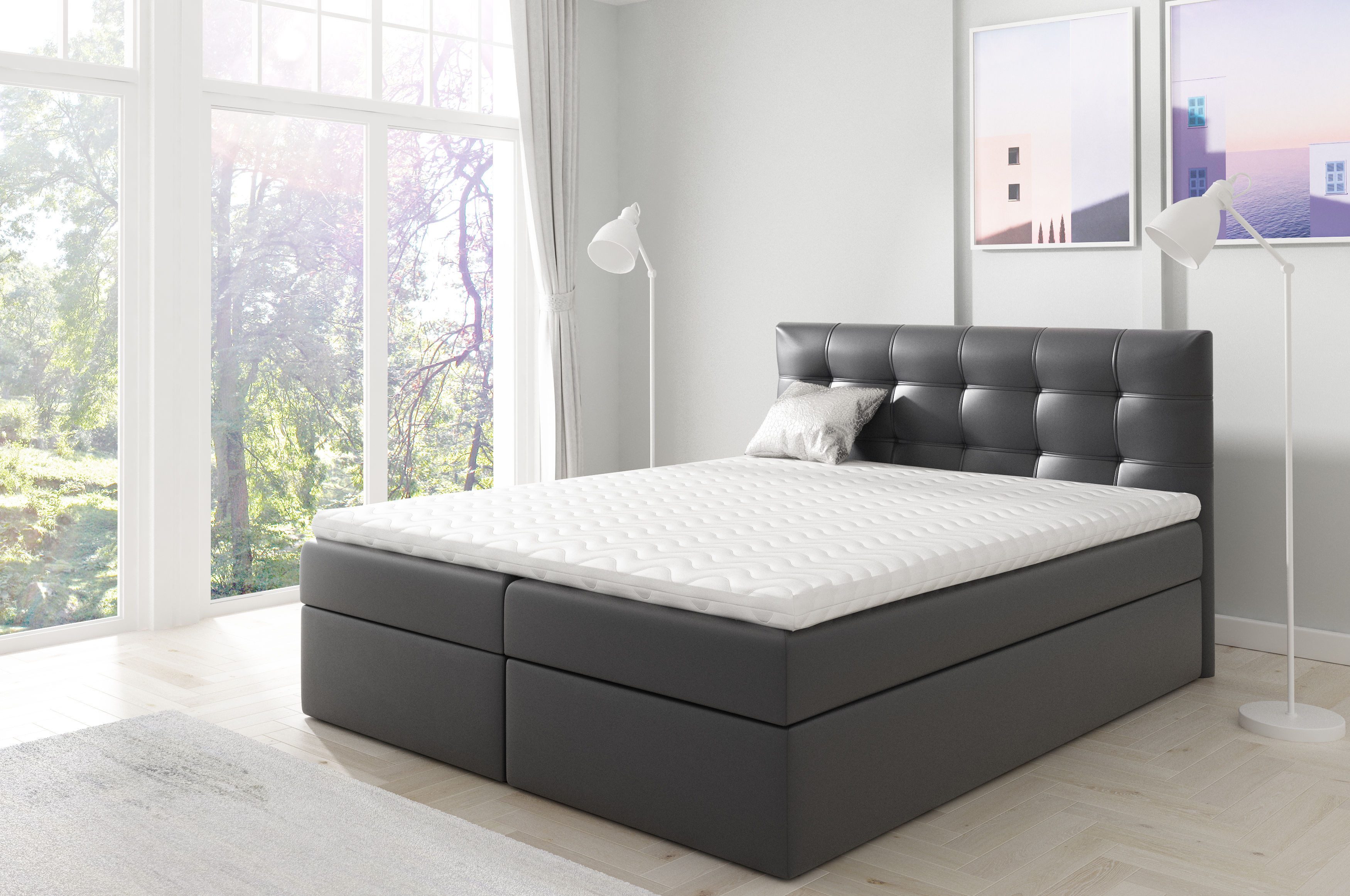 MF Design Boxspringbett Boxspringbett TOP 1 mit Bettkasten und Federautomatik, Vorhanden