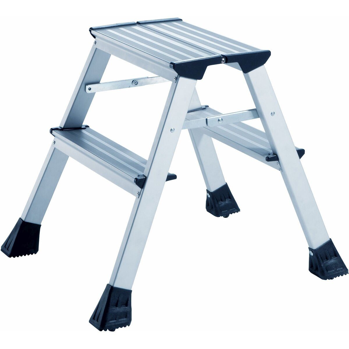 ALCO Vielzweckleiter Trittleiter aus Aluminium 2-stufig 150kg Höhe 43cm silber