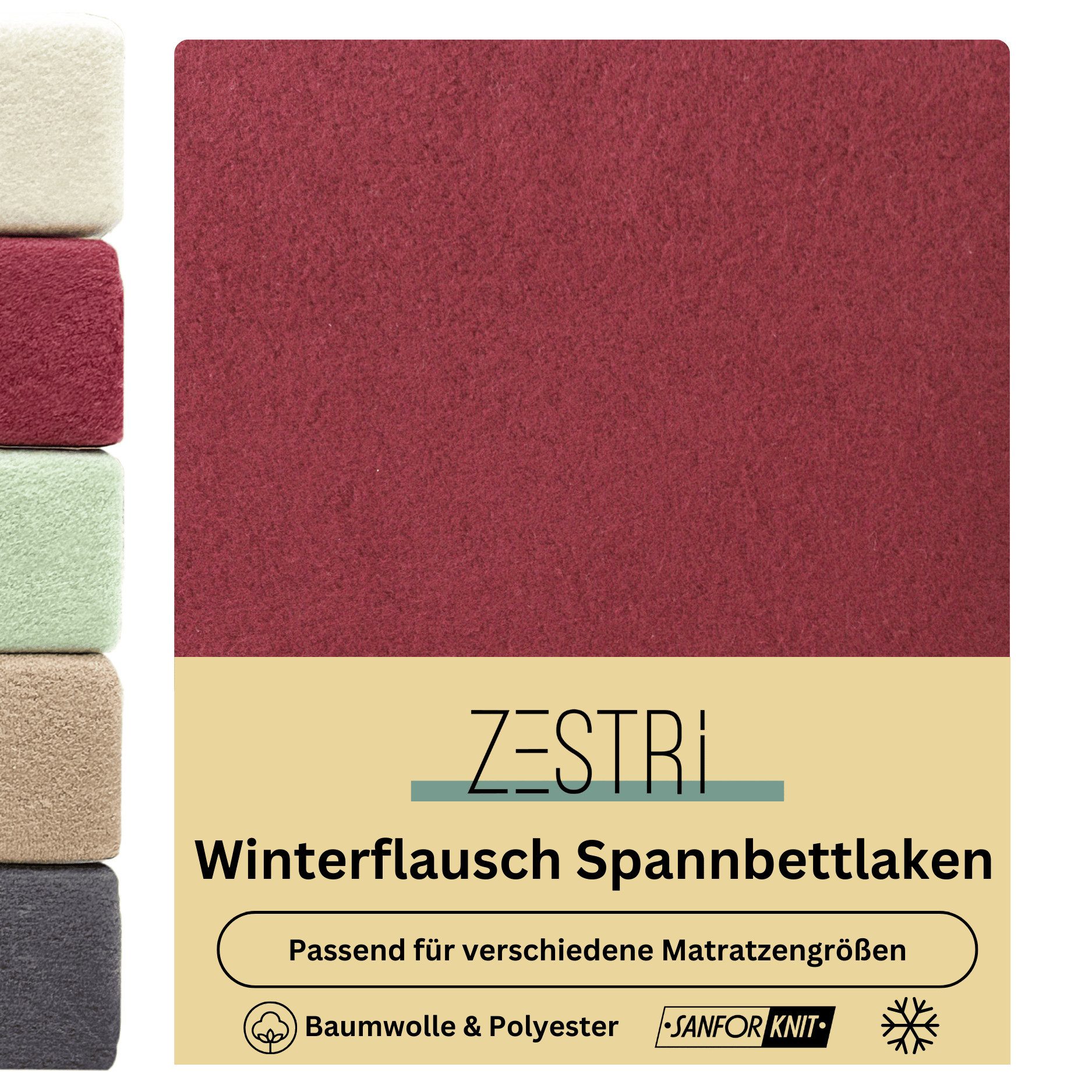 Zestri Spannbettlaken Winterflausch Bettlaken, kuschlig & weich, bis 40 cm Steghöhe, Gummizug: rundum, für normale Matratze Wasserbett Boxspringbett, Teddyflausch