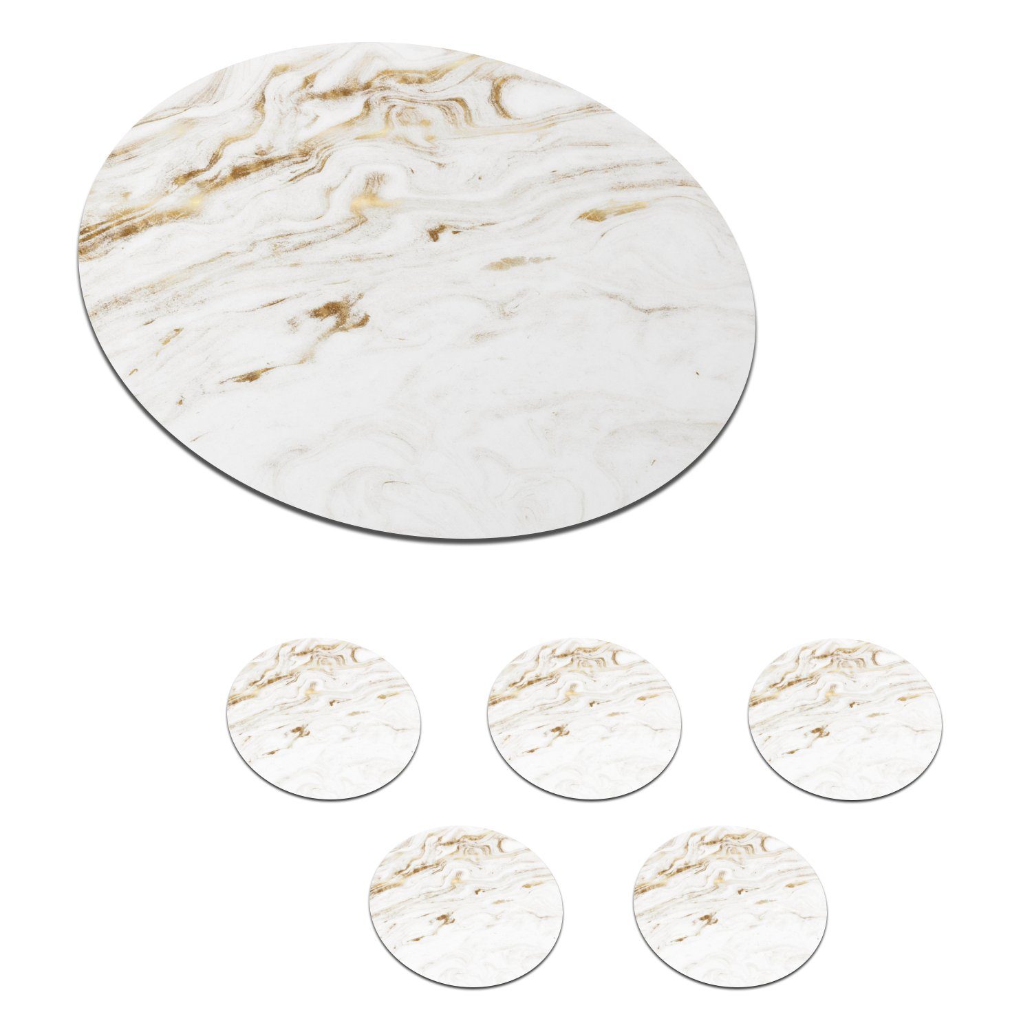 Glasuntersetzer Marmor - Gold - Weiß - Trendy