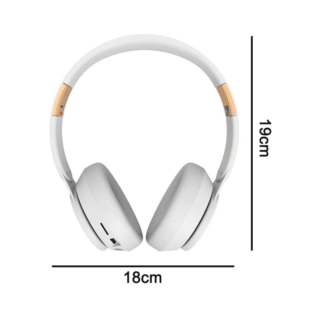 Kopfhörer GelldG Kabellose Ohr, über Weiß Bluetooth-Kopfhörer Mikrofon Kopfhörer mit