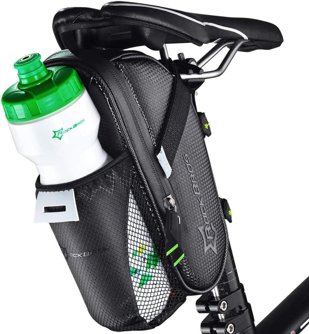 ROCKBROS Satteltasche Satteltasche Fahrrad, Fahrradsatteltasche mit Flaschenhalter, wasserdichte, für MTB Rennrad Kratzfest Reflektierend
