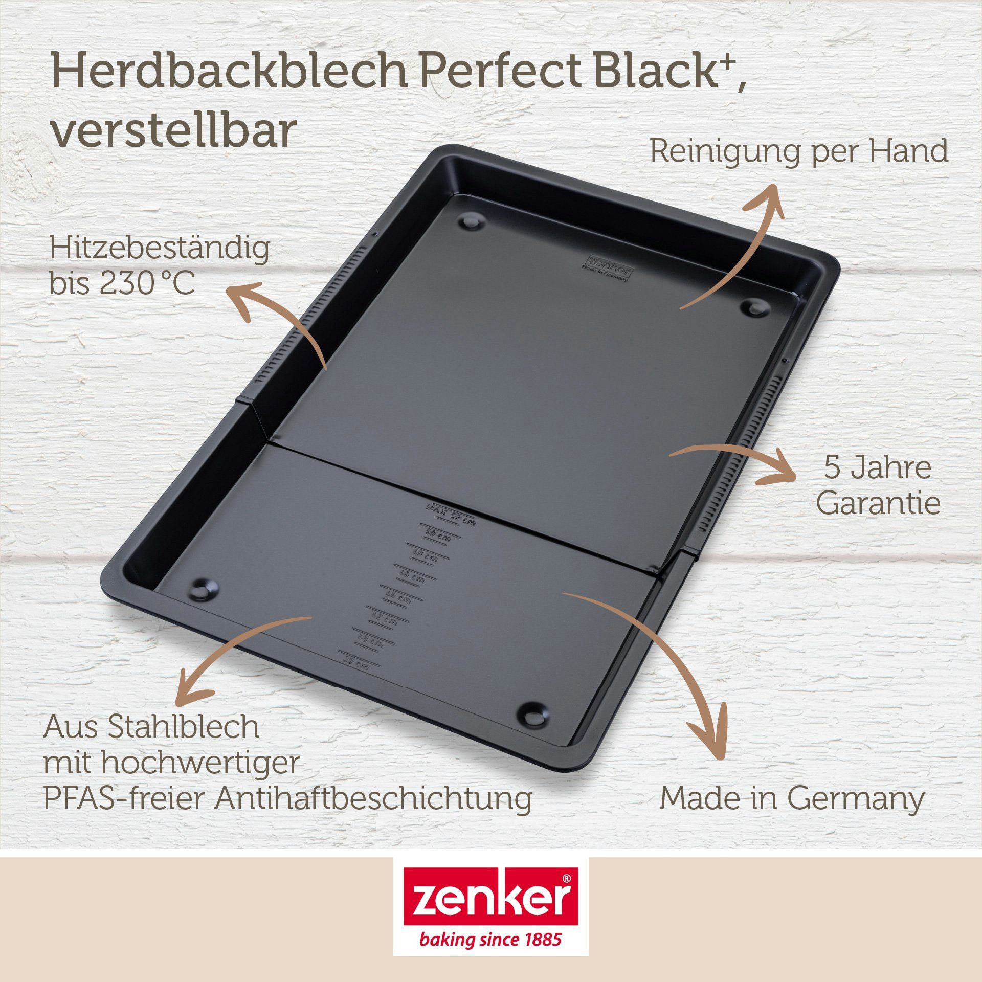 Zenker Backblech Herdbackblech, verstellbar, Antihaft-Backform