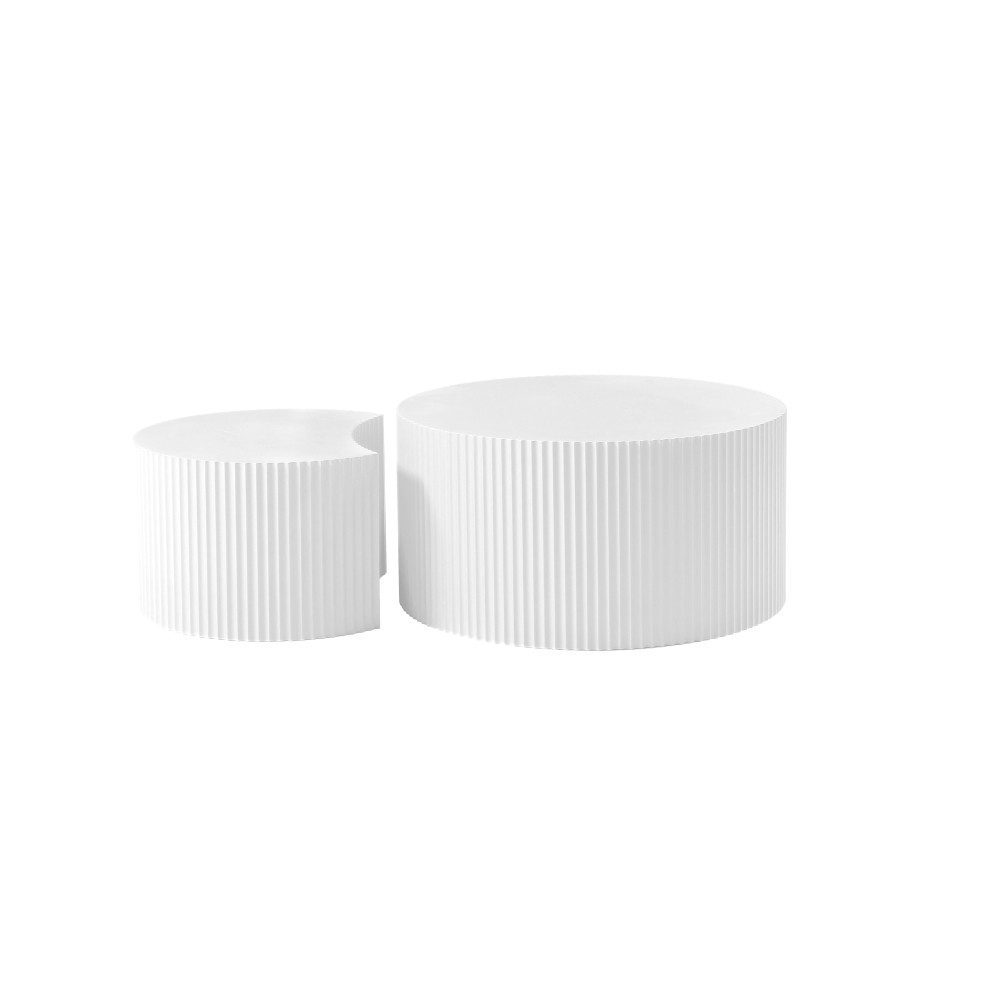 NJLyuhome Couchtisch Weißes Wellen-Design Beistelltisch-Set, Kombinierbare Salon-Tische (2-St)