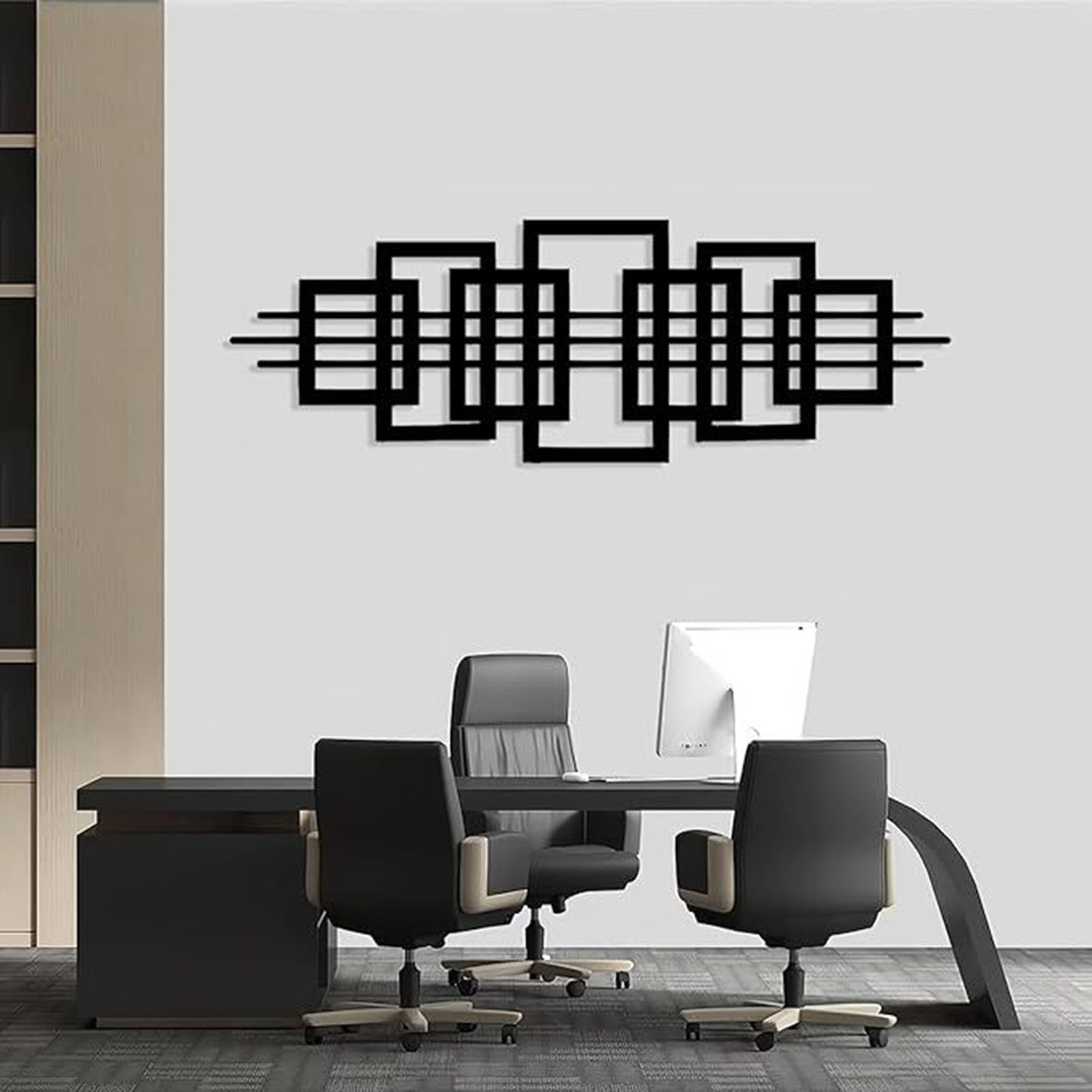 Jumpeak Wanddekoobjekt Geometrische Linien Metall Kunst Wanddekorationen, minimalistisch, Hergestellt aus Metall,Vier Farben zur Auswahl,90X30cm