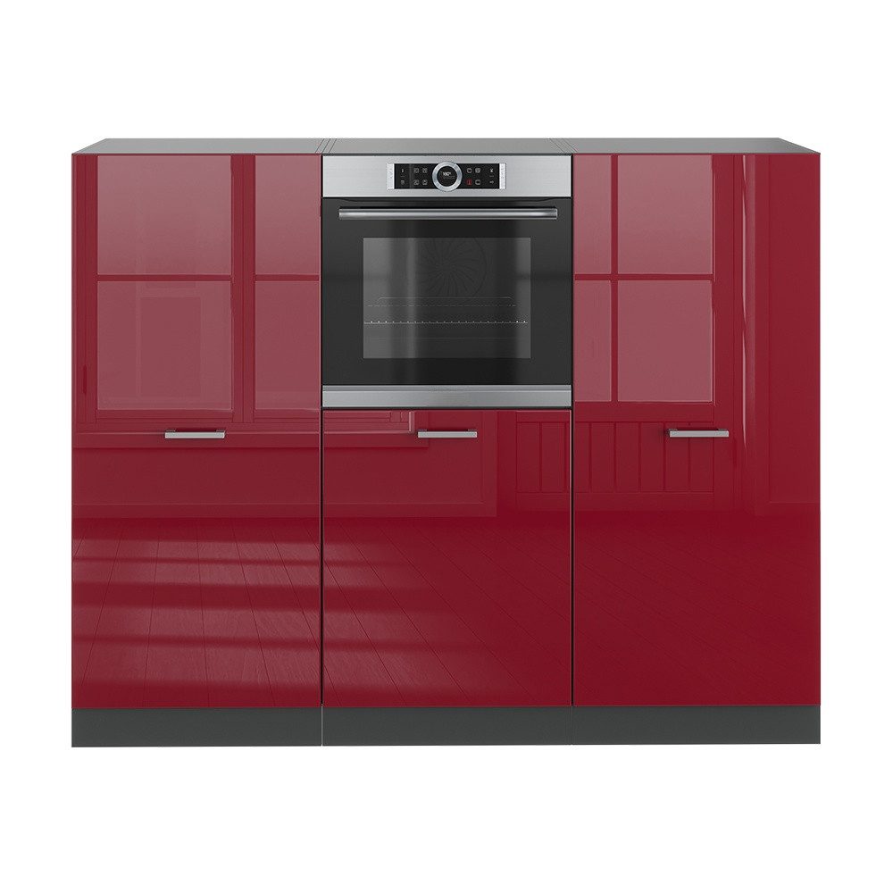 Vicco Küchenzeile R-Line, Rot Hochglanz/Anthrazit/Anthrazit, 180 cm ohne Arbeitsplatte