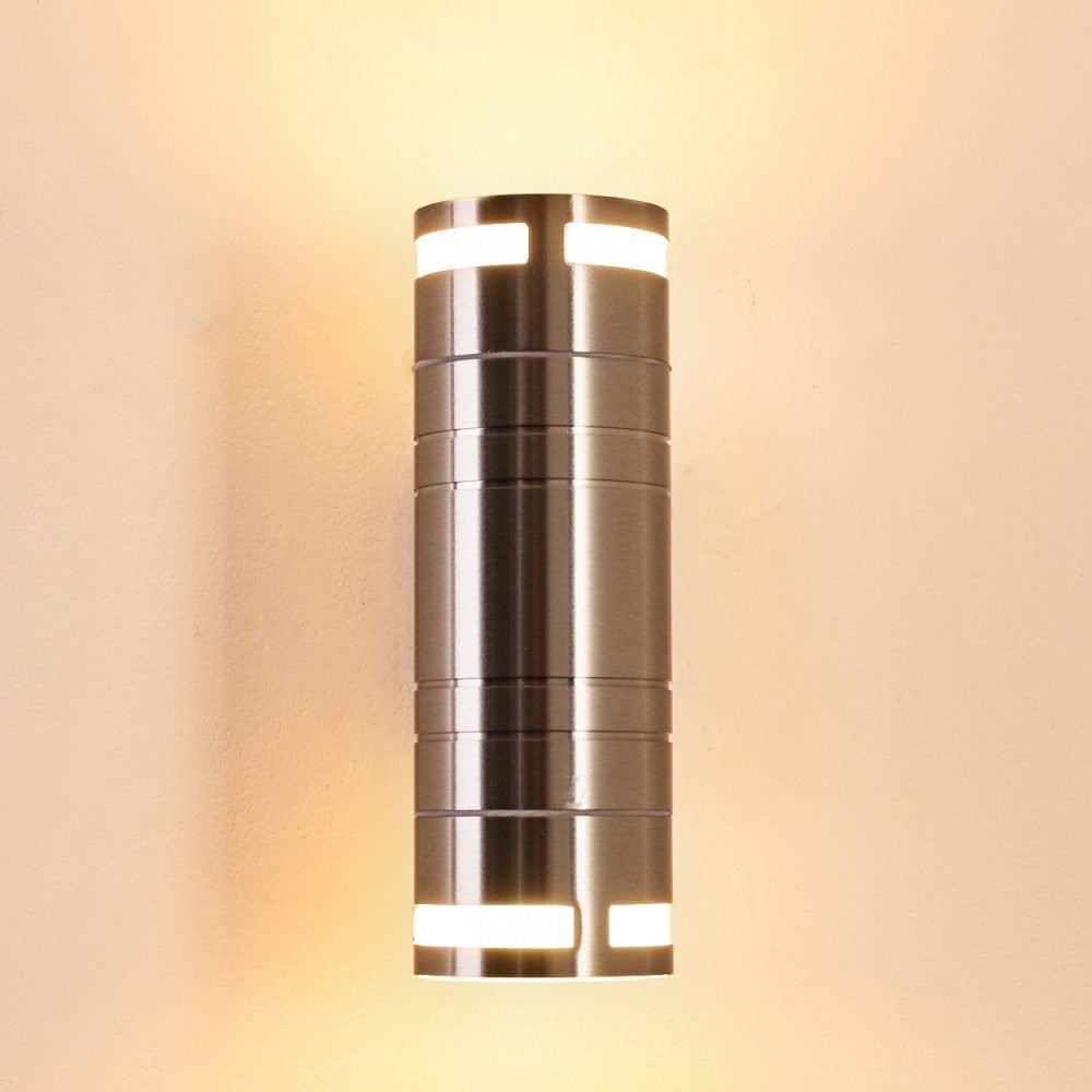 hofstein Außen-Wandleuchte »Maratea« LED aus in 2xGU10, moderne Up&Down-Effekt, Leuchtmittel, mit ohne Außenwandlampe Metall/Glas Gartenbeleuchtung Edelstahl, IP44