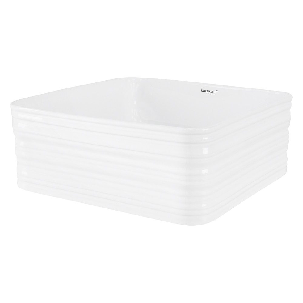 LuxeBath Waschbecken Waschtisch Aufsatzwaschbecken aus Keramik für Badezimmer / Gäste-WC, Aufsatzwaschtisch Handwaschbecken Quadratisch 39x39x15 cm Weiß