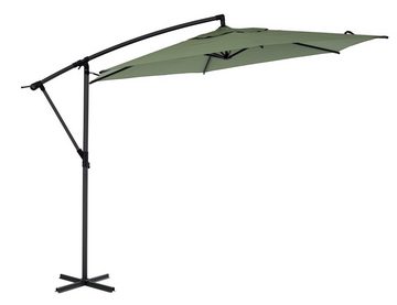 Bizzotto Ampelschirm TROPEA, Olivgrün, Ø 300 cm, Aluminium, Drehbar, Schwenkbar, Höhenverstellbar, mit Plattenständer, Polyester