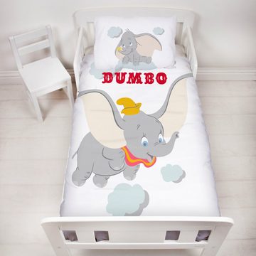 Babybettwäsche Dumbo 100x135 + 40x60 cm, 100 % Baumwolle, MTOnlinehandel, Renforcé, 2 teilig, Disney's Dumbo Elefant Kinderbettwäsche