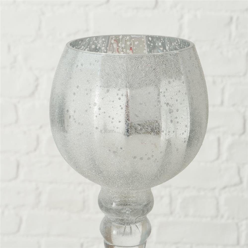 BOLTZE Windlicht Manou 3er Set Silber, Metallic Geeist Kerzenhalter Kerzenständer Teelichthalter