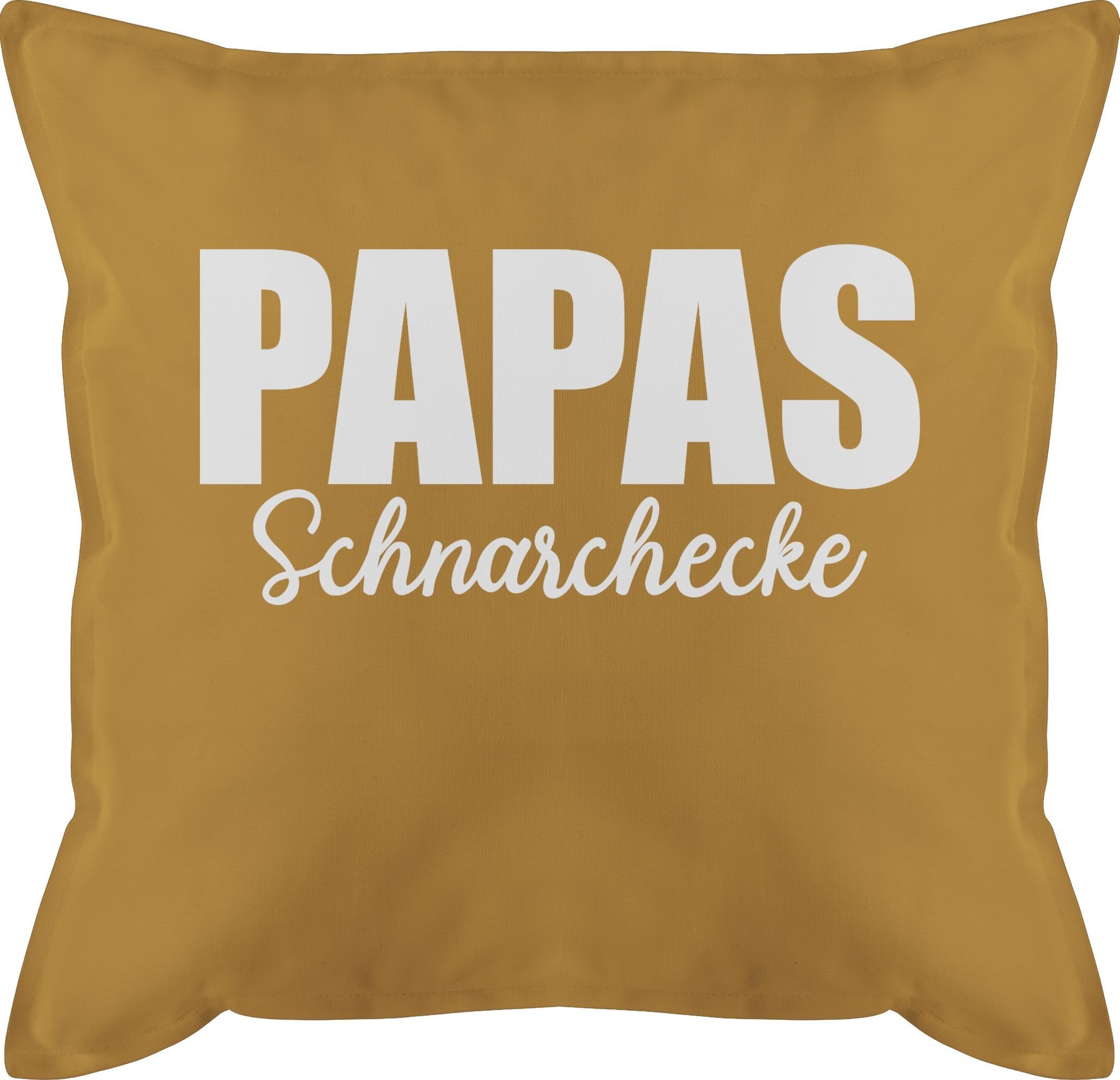 Shirtracer Dekokissen Papas Schnarchecke - Schrift - weiß, Vatertagsgeschenk Kissen 3 Gelb
