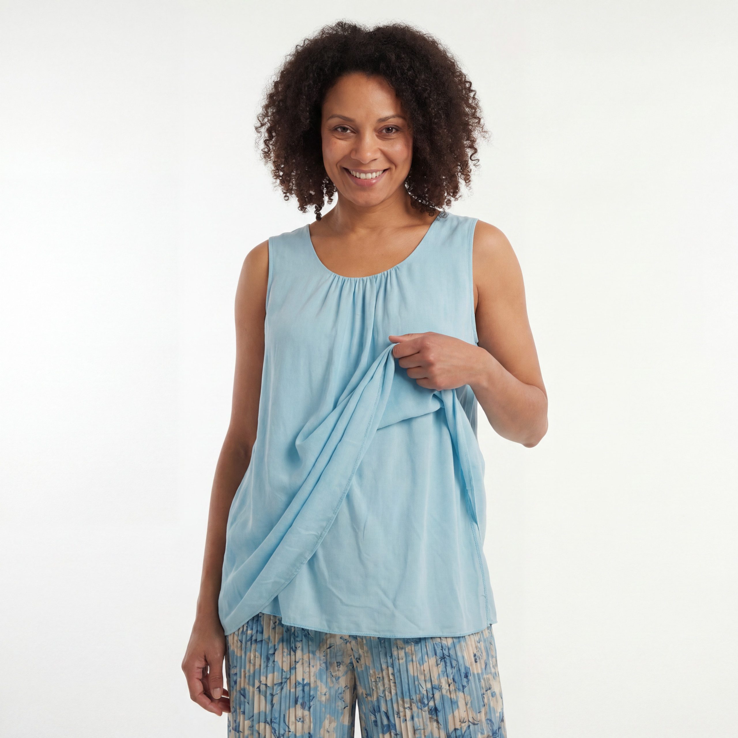OriginalYou Trägertop Damen Long Top Sommer Oberteil ärmelloses Strandshirt mit Innentop für blickdichten Tragekomfort, erhältlich von 36-50 – Bild 4 von 5