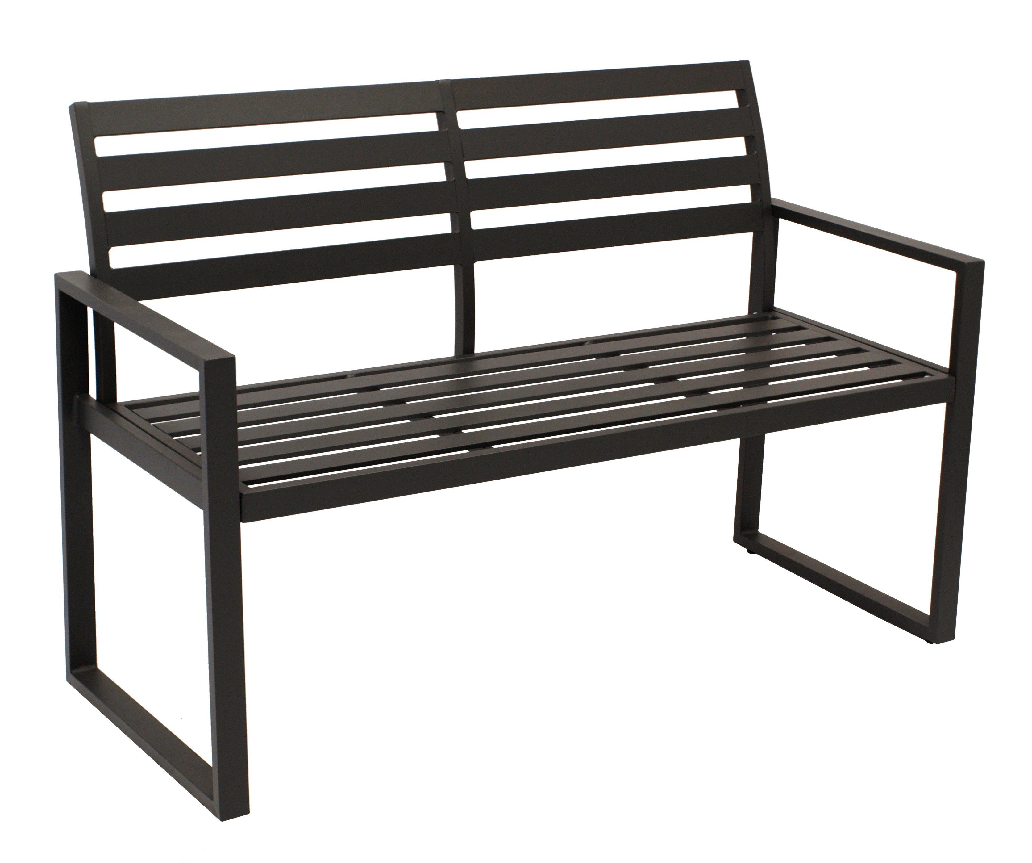 DEGAMO Gartenbank ATLANTA, 2-sitzer 123cm, Aluminium rostfrei in schwarz, modern