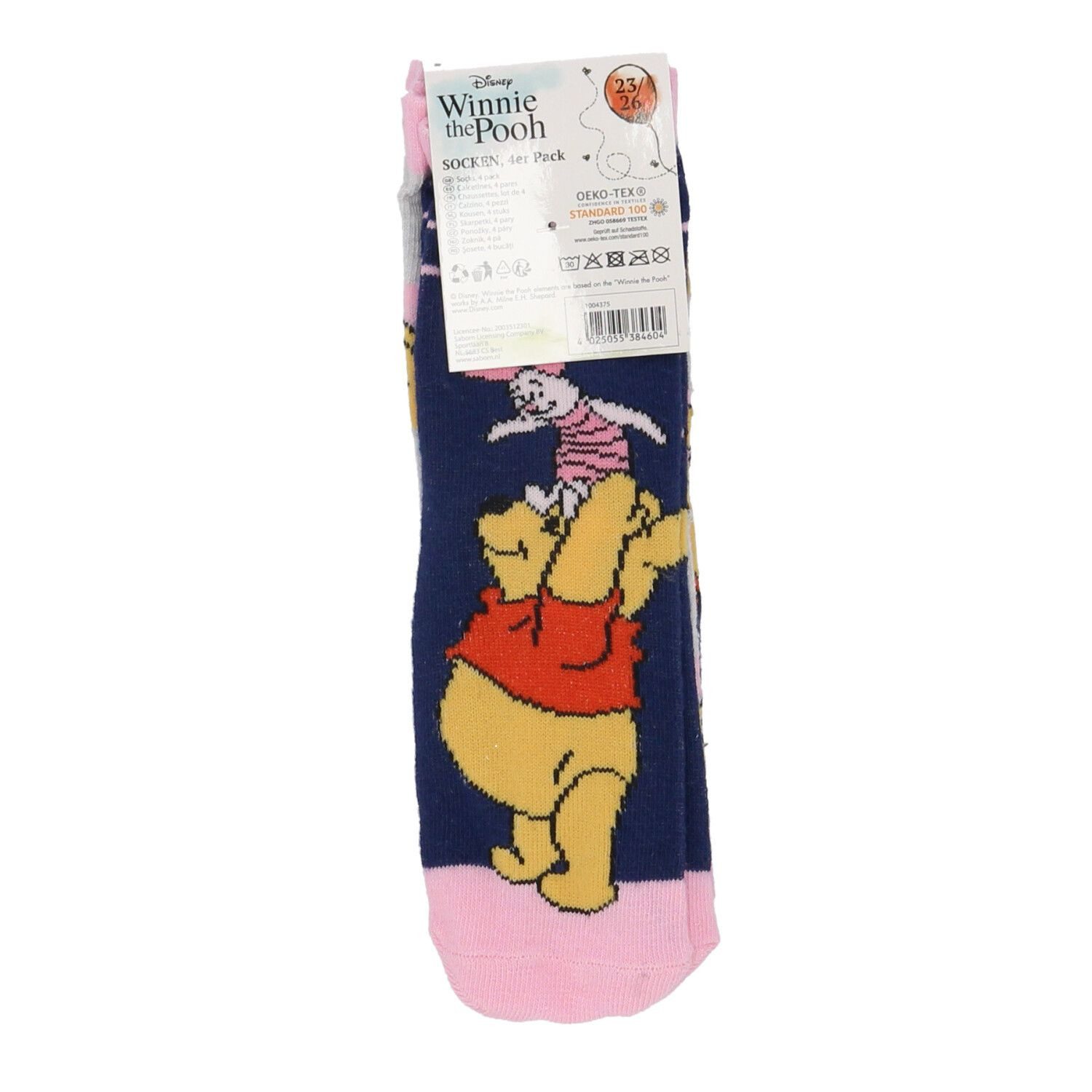 Disney Winnie Puuh Feinsöckchen Winnie the Pooh Sneaker Socken – 4 Paar Strumpfset für Mädchen