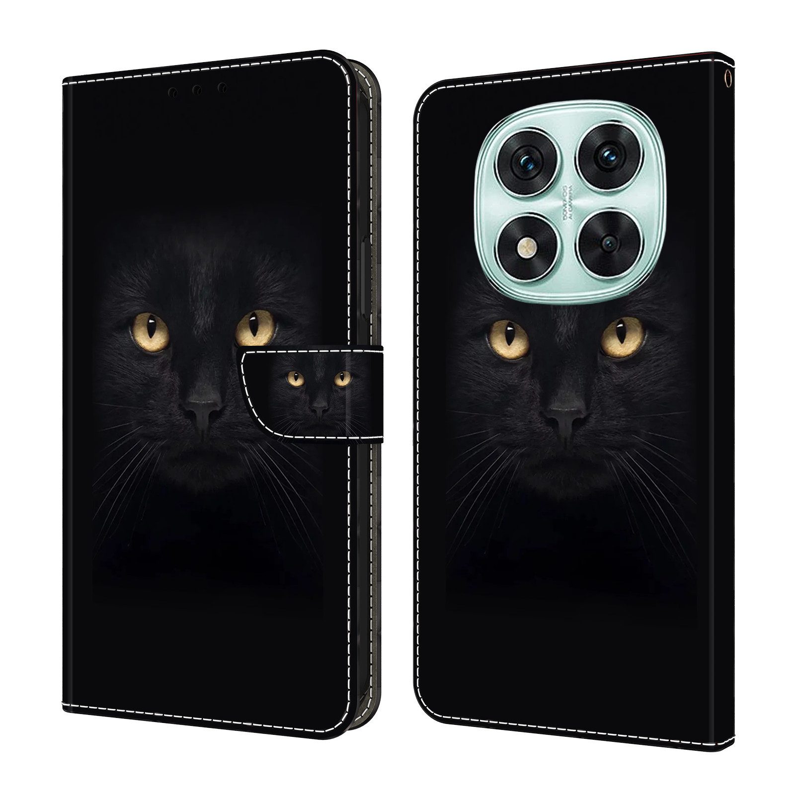 CLM-Tech Handytasche für Xiaomi Redmi Note 14 PRO 5G Hülle aus PU-Leder Klapphülle (schwarzer Panther Augen, Handyhülle mit Standfunktion - Wallet Flip Case inklusive Kartenfächer), Cover mit Magnetverschluss für Xiaomi Redmi Note 14 Pro 5G / 4G