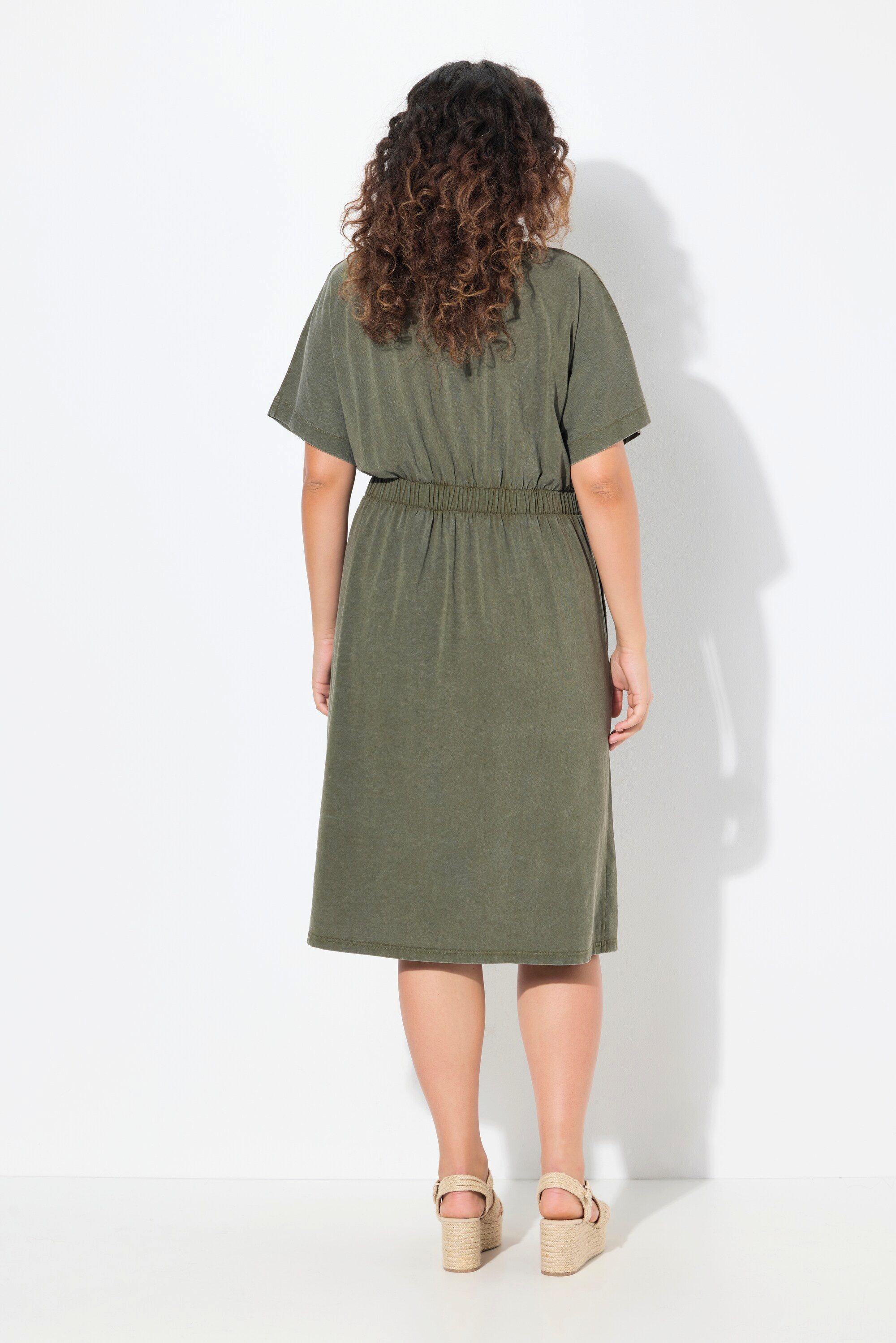 Ulla Popken Jerseykleid Jerseykleid A-Linie Tunika-Ausschnitt Halbarm