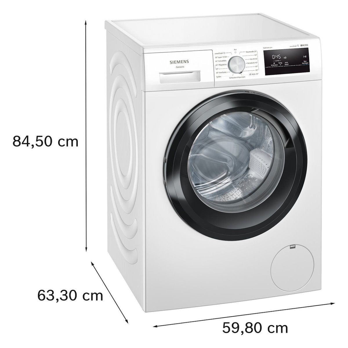 SIEMENS Waschmaschine iQ300 WM14N0G4, 8 kg, 1400 U/min, Beladungssensor, Restzeitanzeige,Schontrommel, iQ Silence Drive