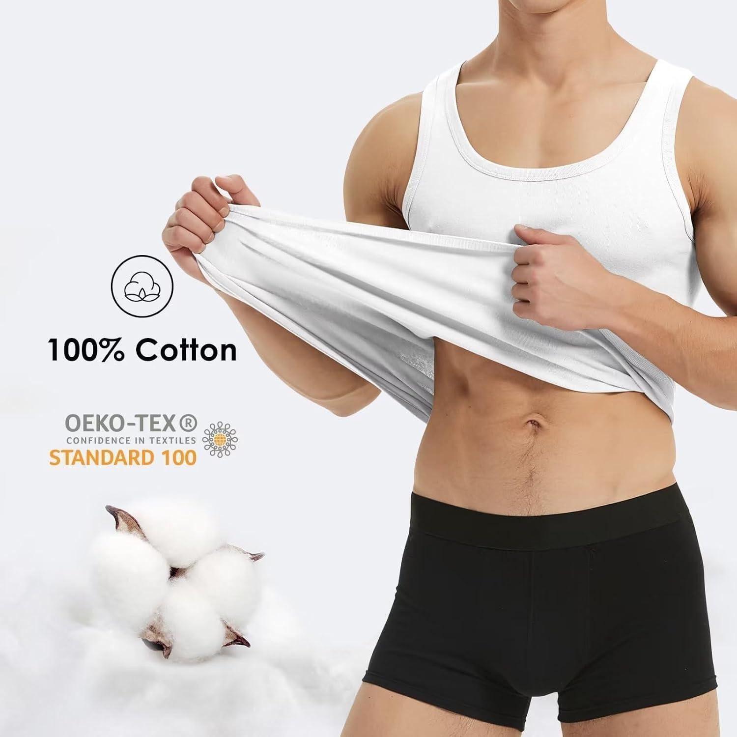 LuxusKollektion Tanktop Unterhemd Herren Feinripp 5er Pack L Weiß