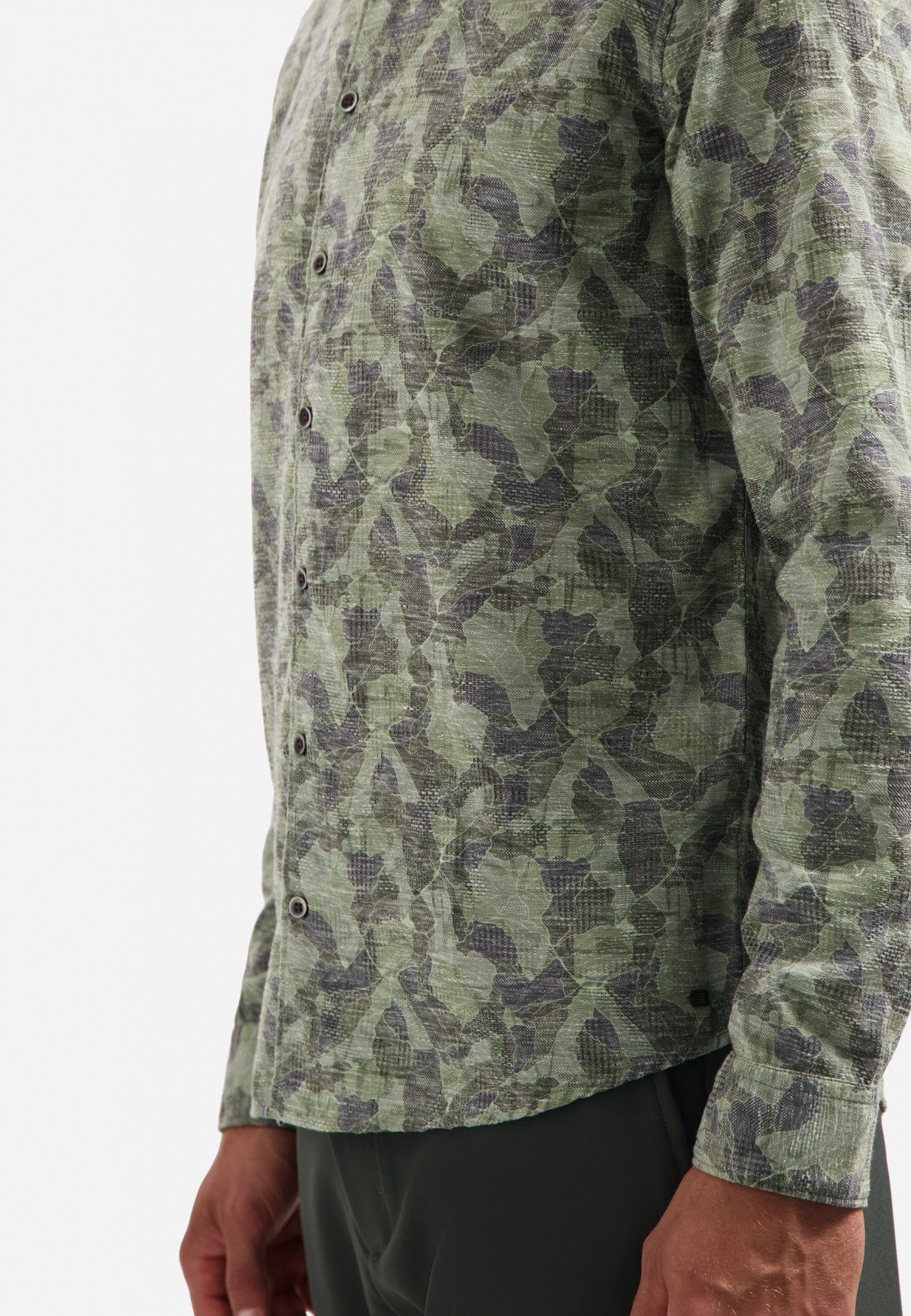 NO EXCESS Langarmhemd No Excess Bedrucktes T-Shirt Shirt Allover Printed Jacquard