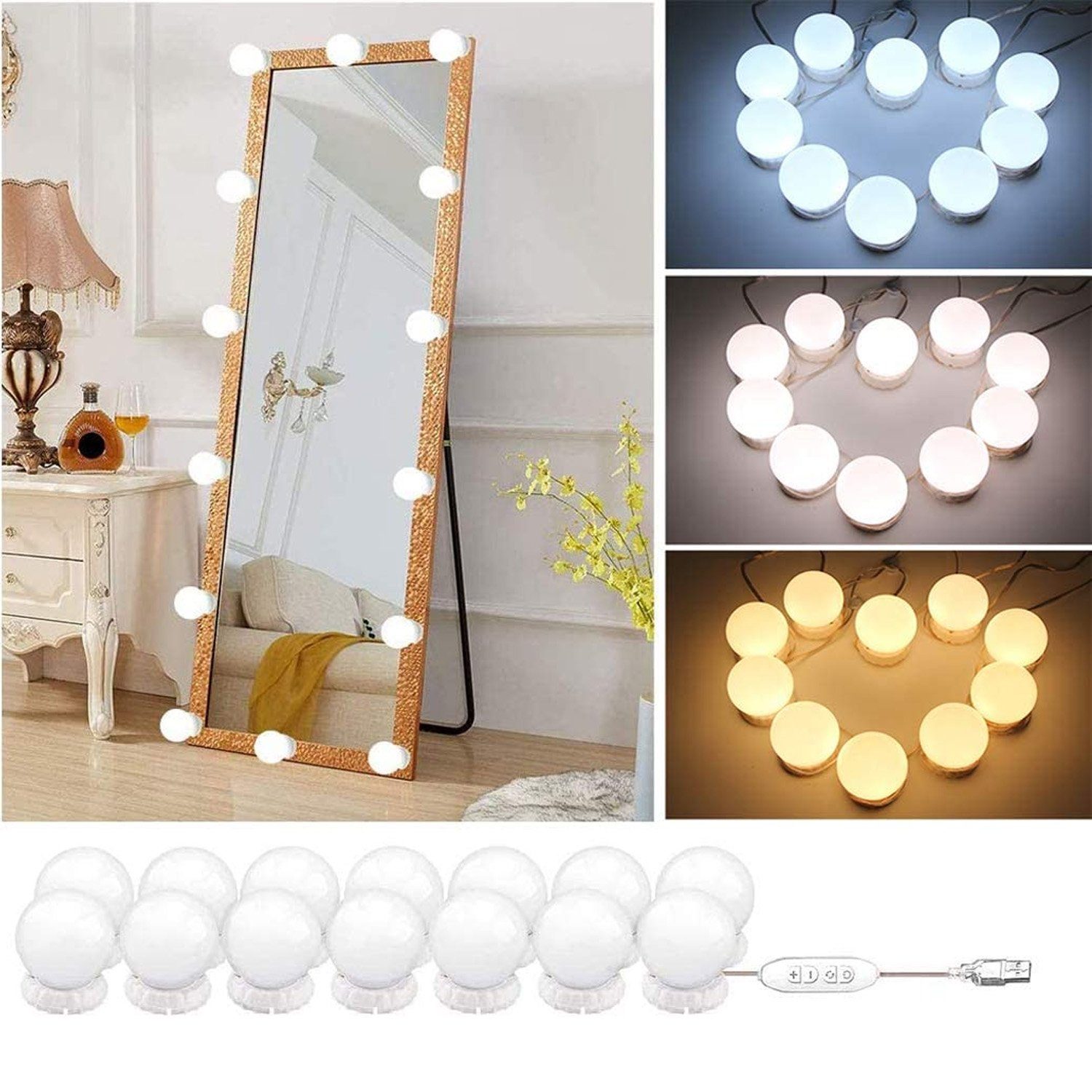 Badspiegel Led Spiegelleuchte,3 Farbmodi Schminktisch Leuchte,Make Up Licht