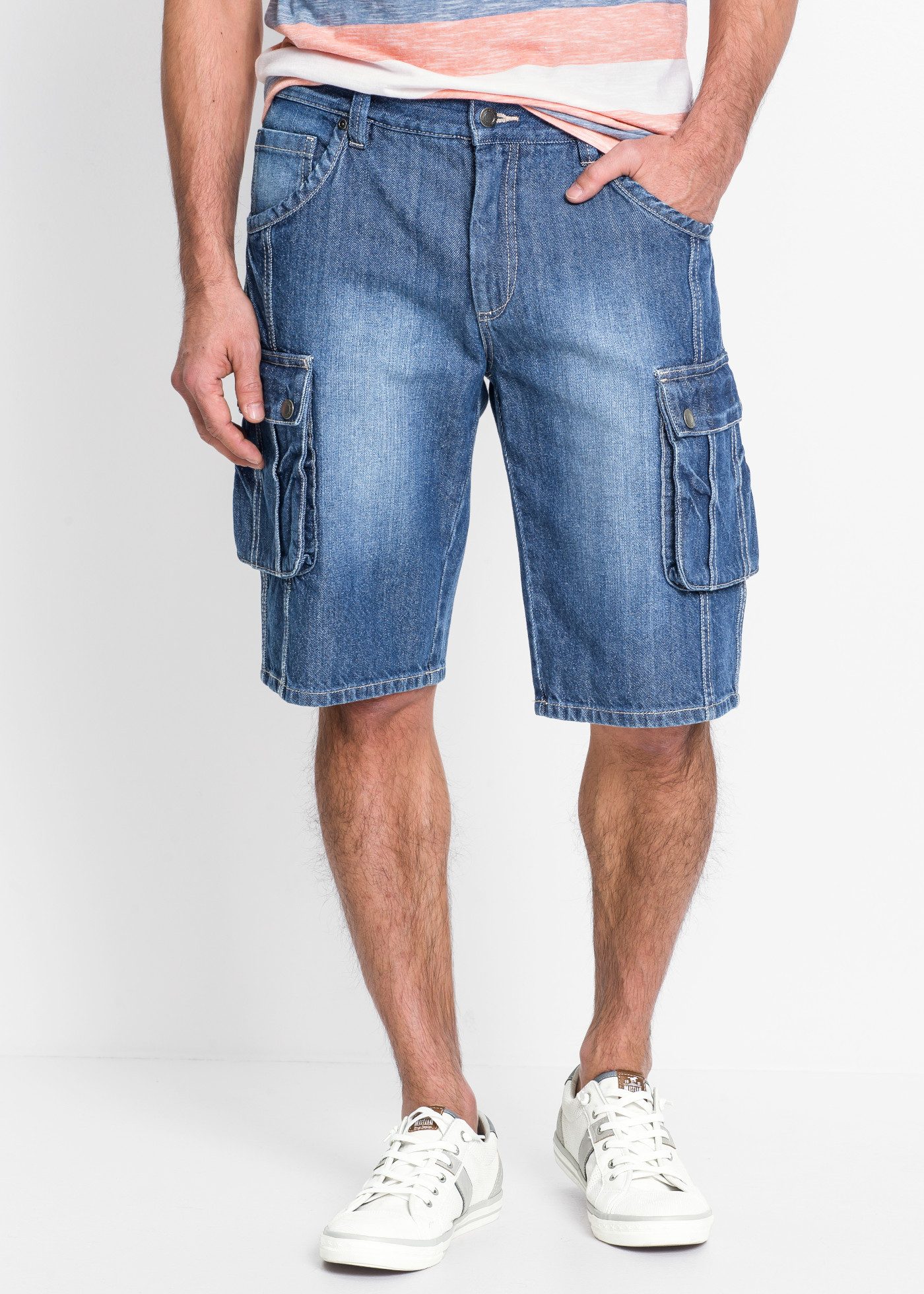 bonprix Bermudas mit Used-Effekt, regular fit, aus Baumwolle