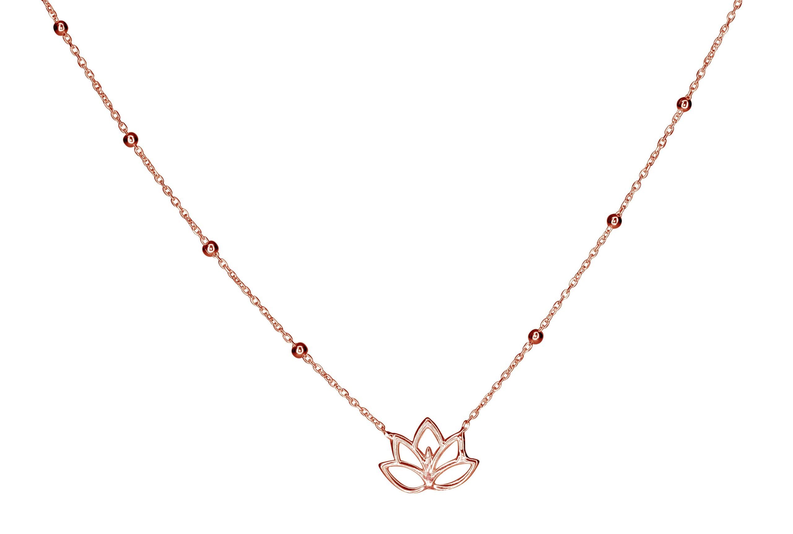 SILBERMOOS Statementkette Feine Lotusblüten-Kette rosé-vergoldet, 925 Sterling Silber