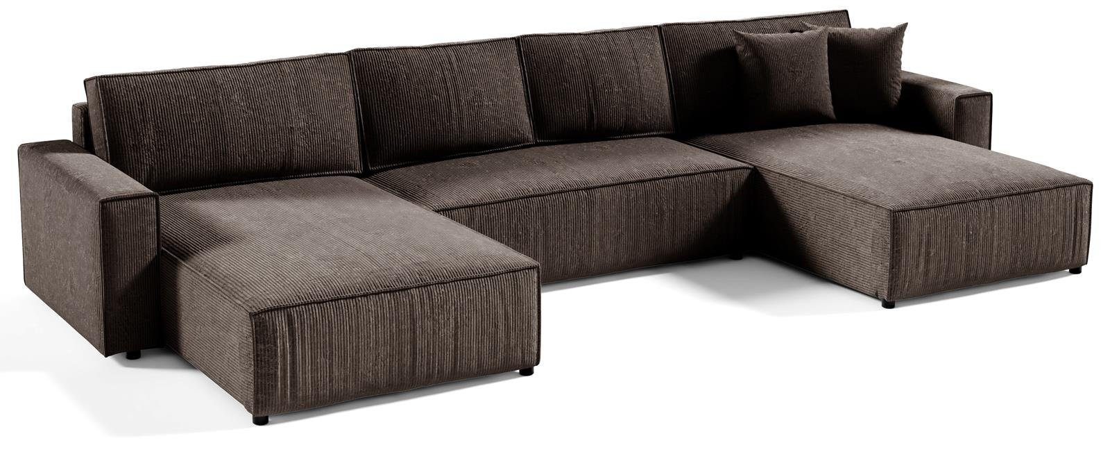 Compleo Ecksofa 390 cm Ecksofa mit Funktionen BOSTON U, U-Form Corner Schlafsofa Braun