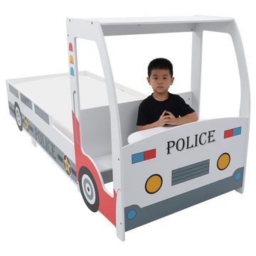 vidaXL Kinderbett Kinderbett im Polizeiauto-Design mit Lattenrost Schreibtisch 90 x 200