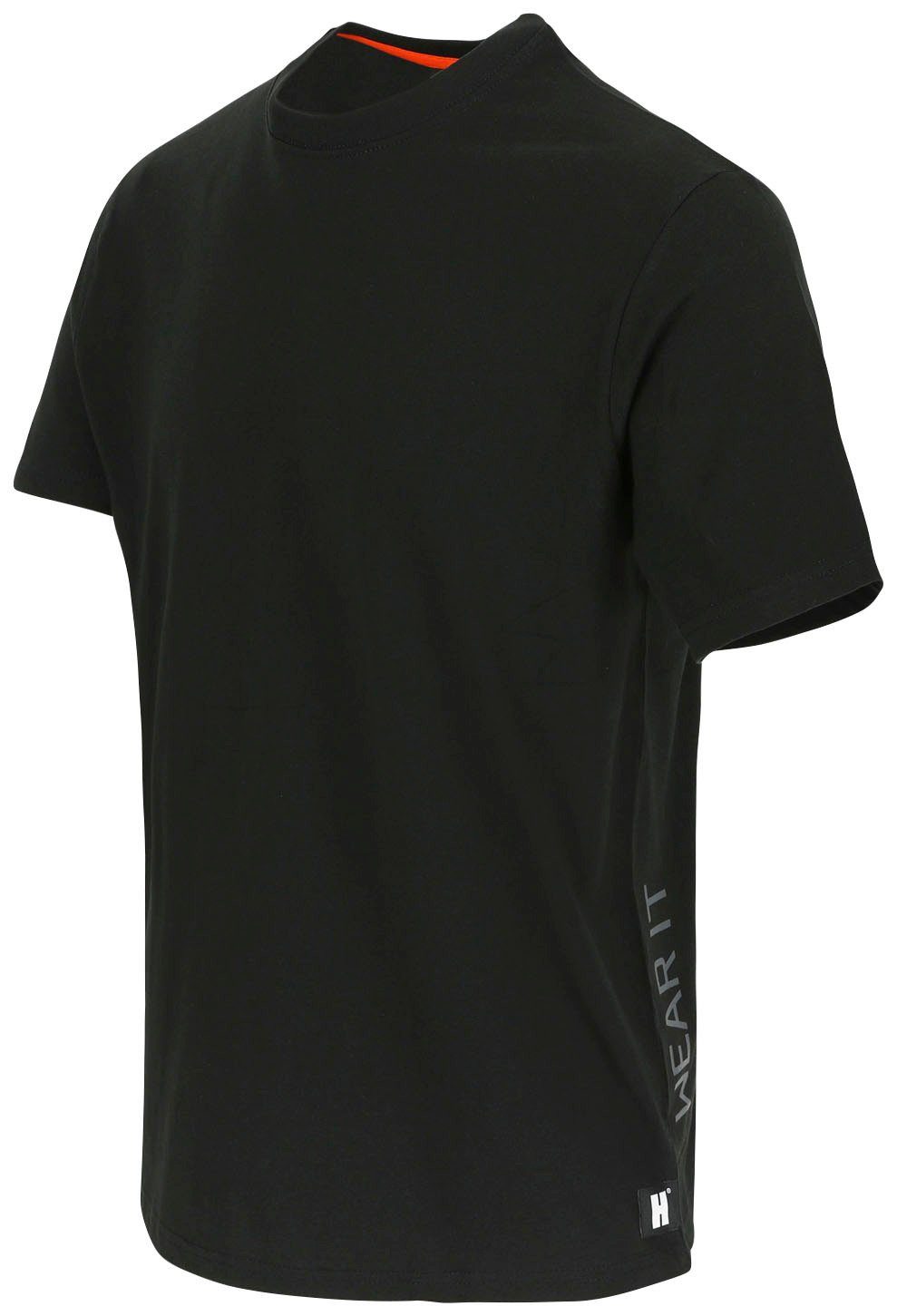 Ärmel kurze Rippstrickkragen Herock®-Aufdruck, Callius Herock schwarz Ärmel, T-Shirt kurze Rundhalsausschnitt, T-Shirt
