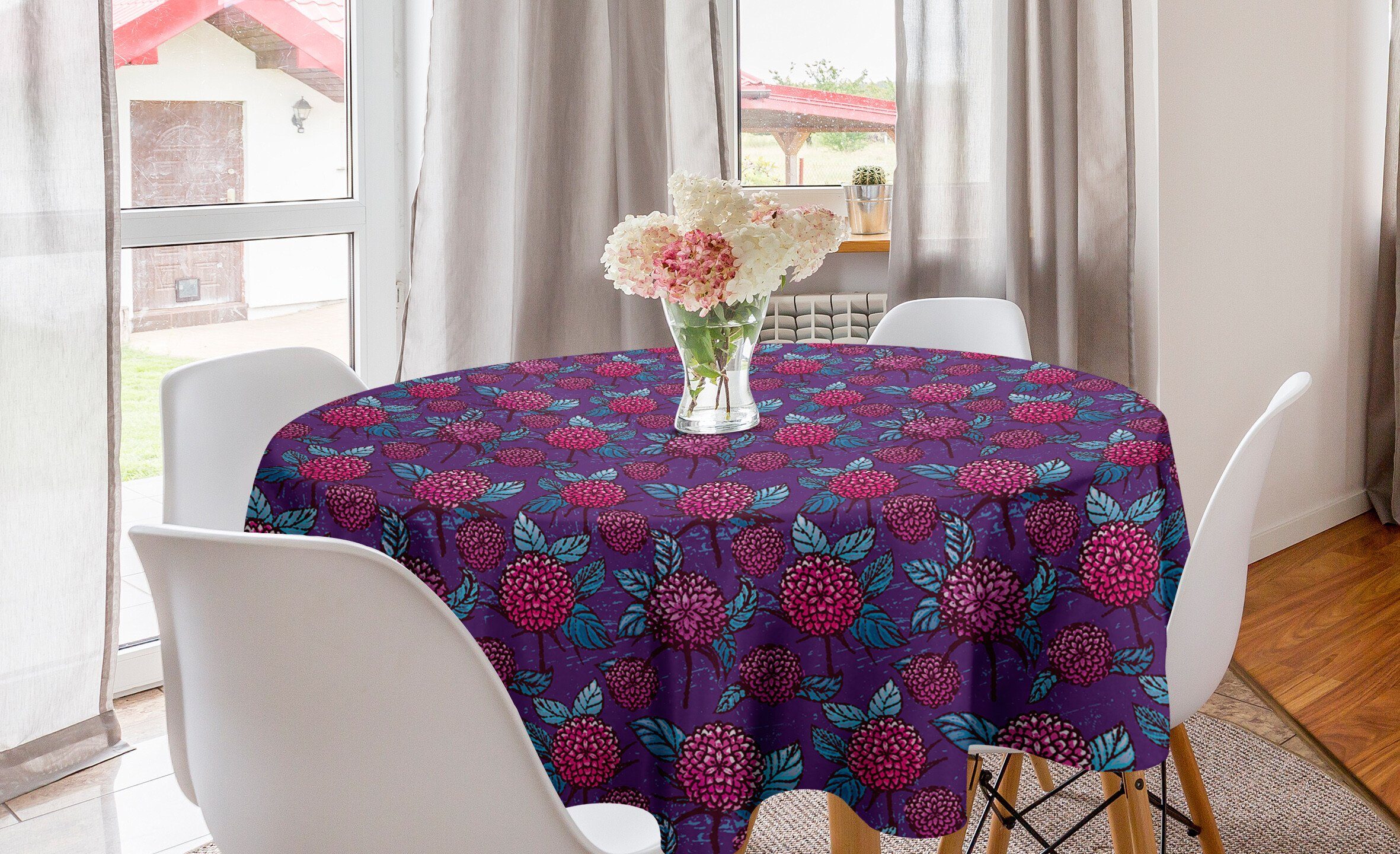 Abakuhaus Tischdecke Kreis Chrysanthemen Tischdecke Küche Jahrgang Handgezeichnete Abdeckung Esszimmer Dekoration, für