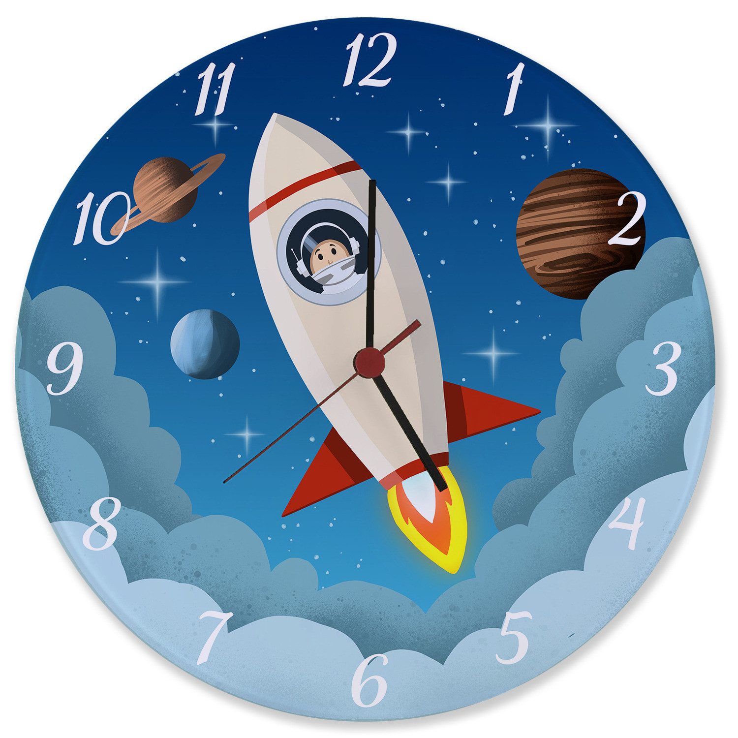 speecheese Wanduhr Rakete im Weltall Wanduhr günstig online kaufen