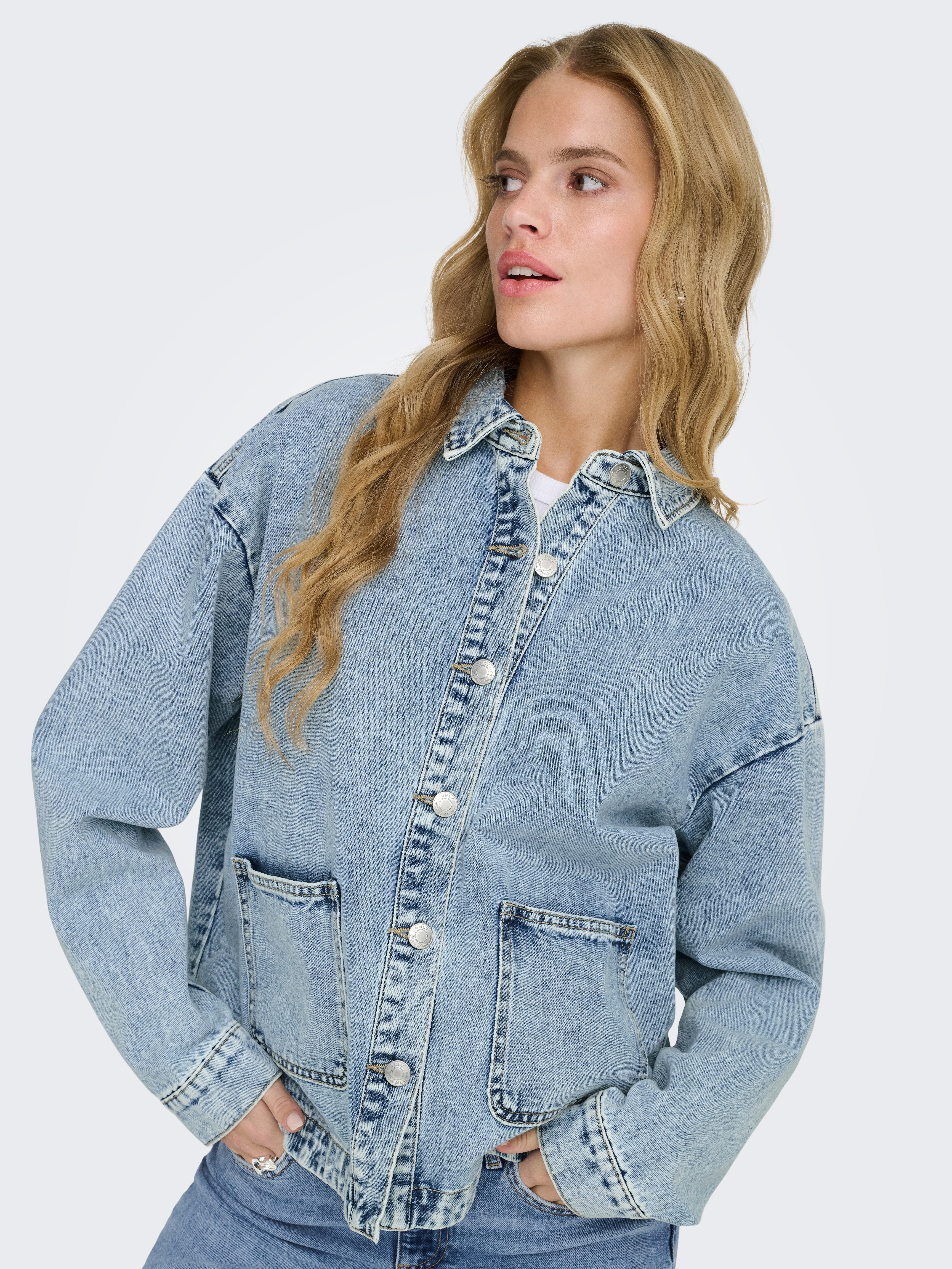 ONLY Jeansjacke ONLLARA LS DNM SHACKET GUA NOOS Baumwollmischung