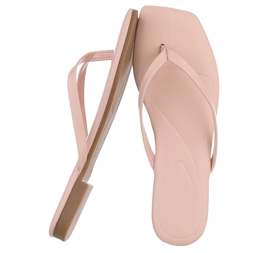 Ital-Design Minimalistische Damen Flip-Flops mit flacher Sohle Zehentrenner (91512423) Blockabsatz Zehentrenner in Hellrosa