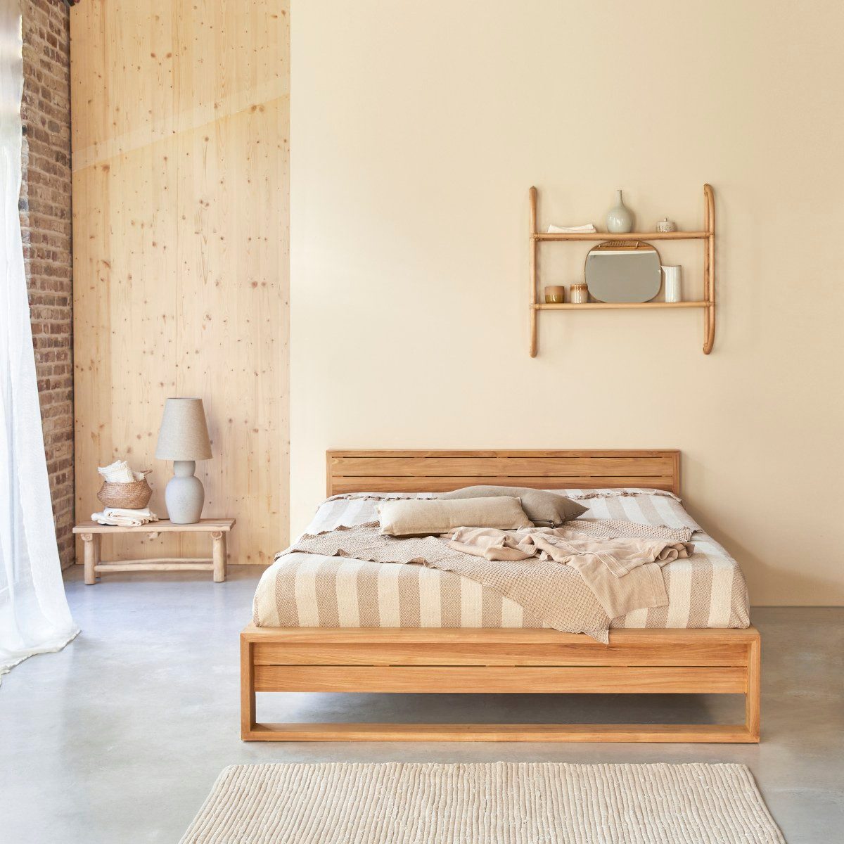 Tikamoon Massivholzbett Bett aus Teak massiv 160x200cm 2 Personen exotisch Schlafzimmer Neu Ti (1-tlg)