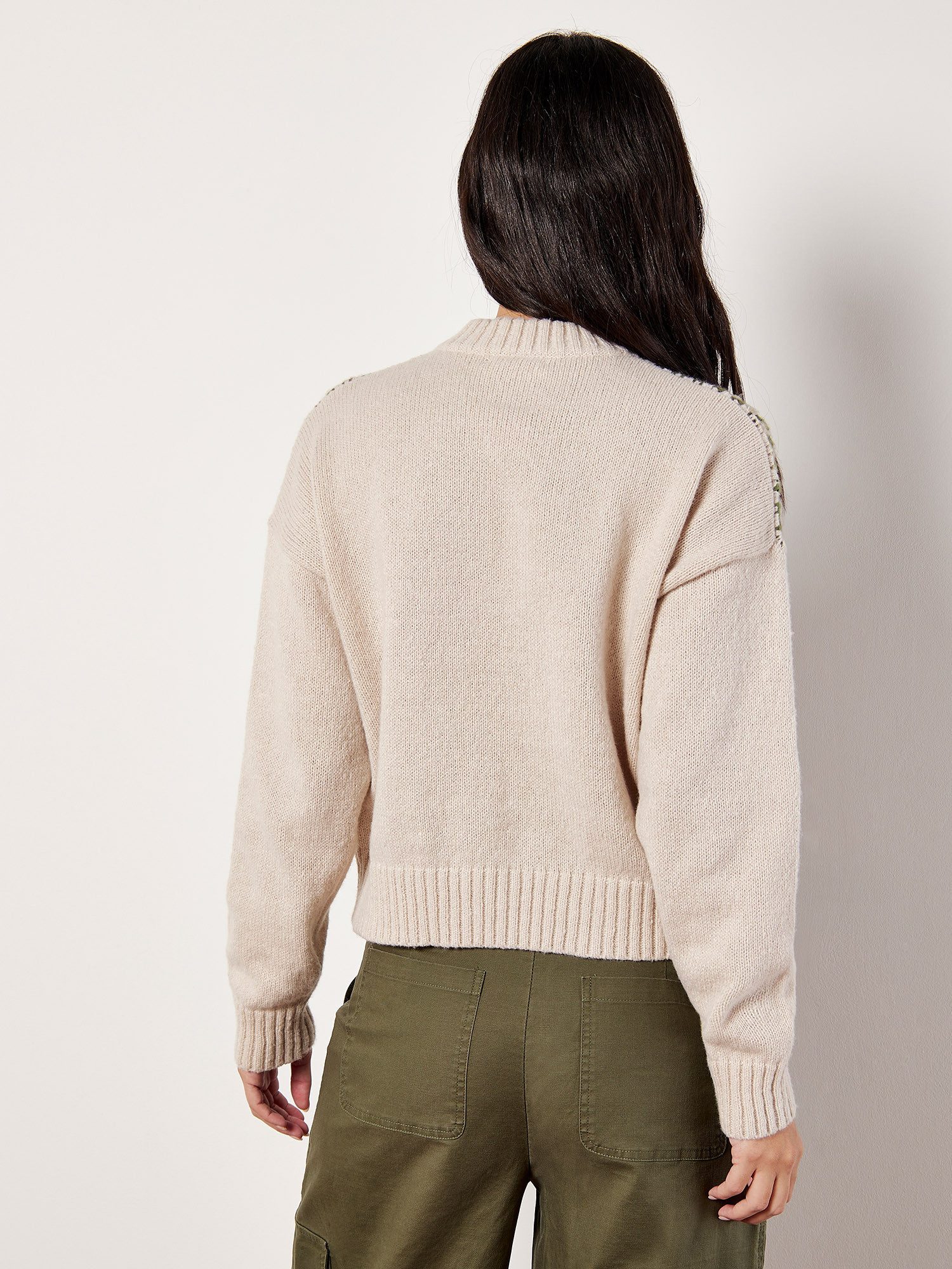 Apricot Streifenpullover gestreifter Pullover (1-tlg) mit Lochmuster