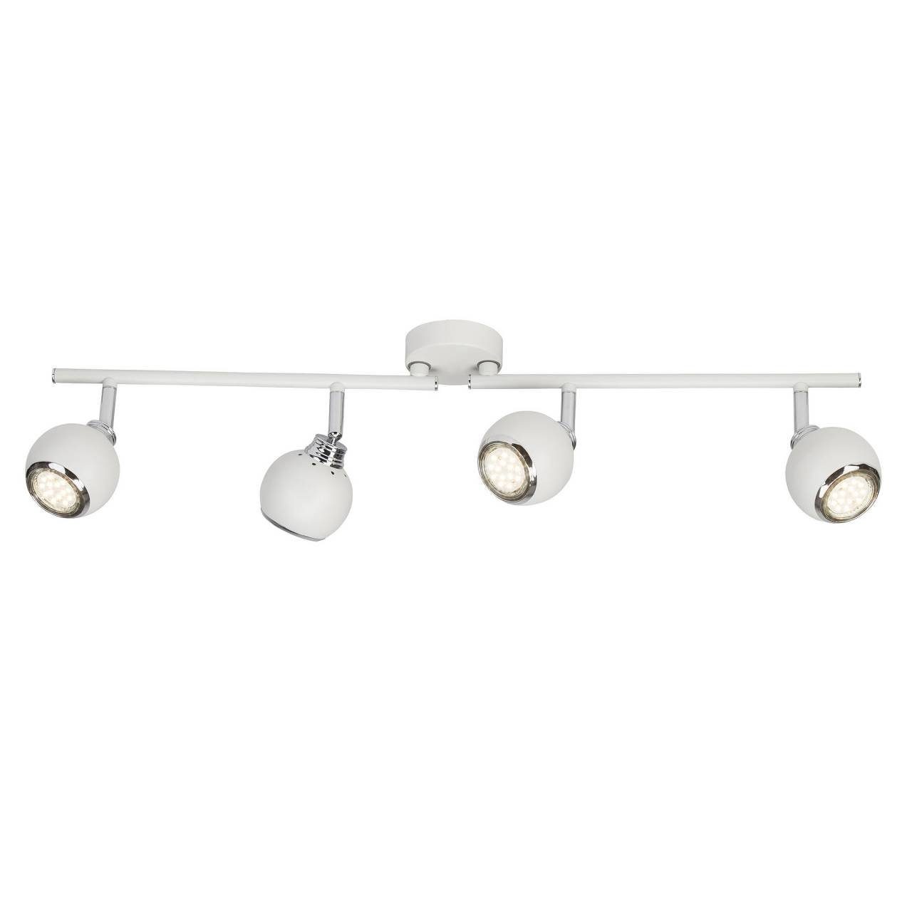 3W Ina, 4flg LED-Re GU10, 3000K, weiß/chrom Lampe 4x Deckenleuchte Spotrohr LED-PAR51, Ina Brilliant LED