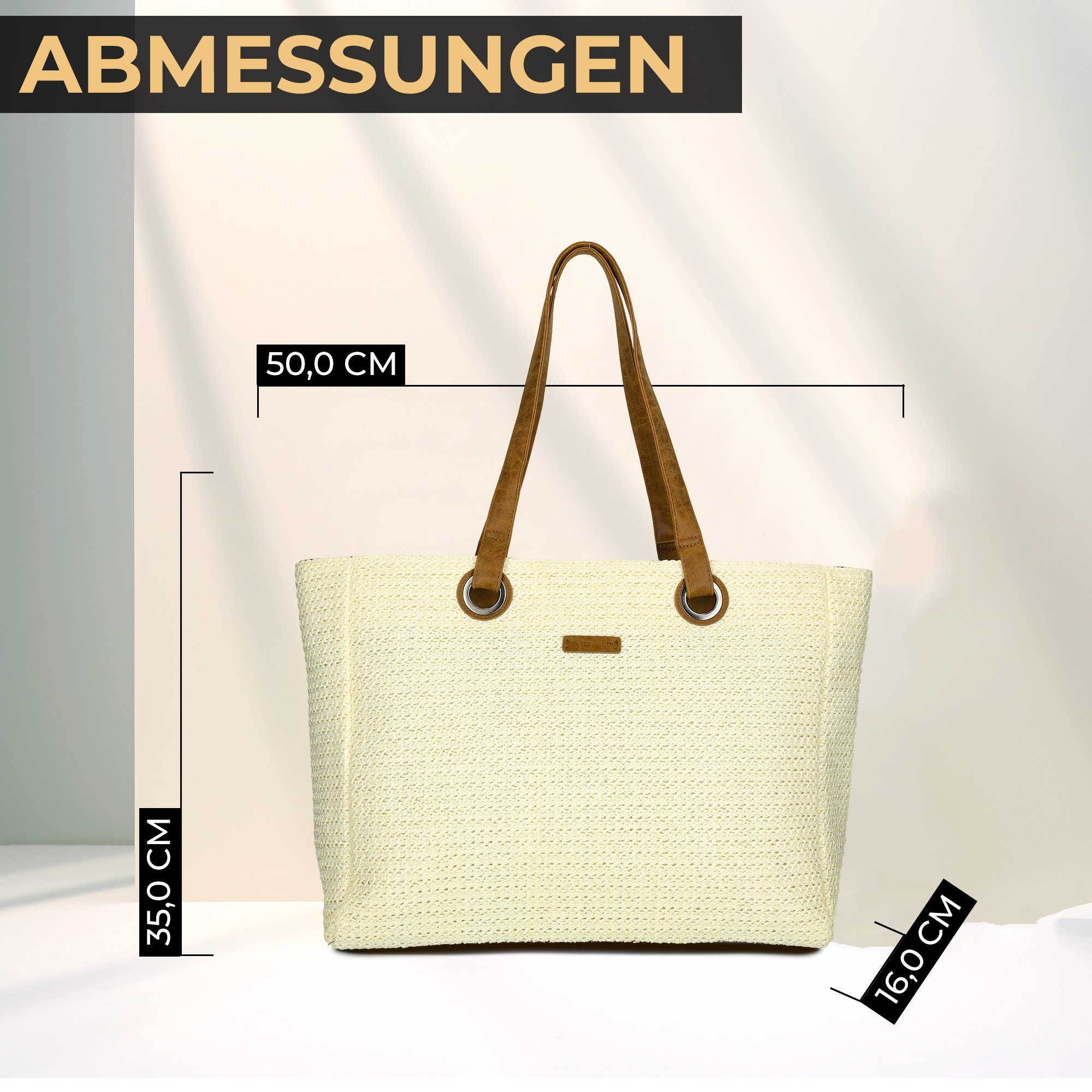 Enrico Benetti Strandtasche Badetasche mit Reißverschluss Damen Herren (Shopper, groß), in schöner Bastoptik