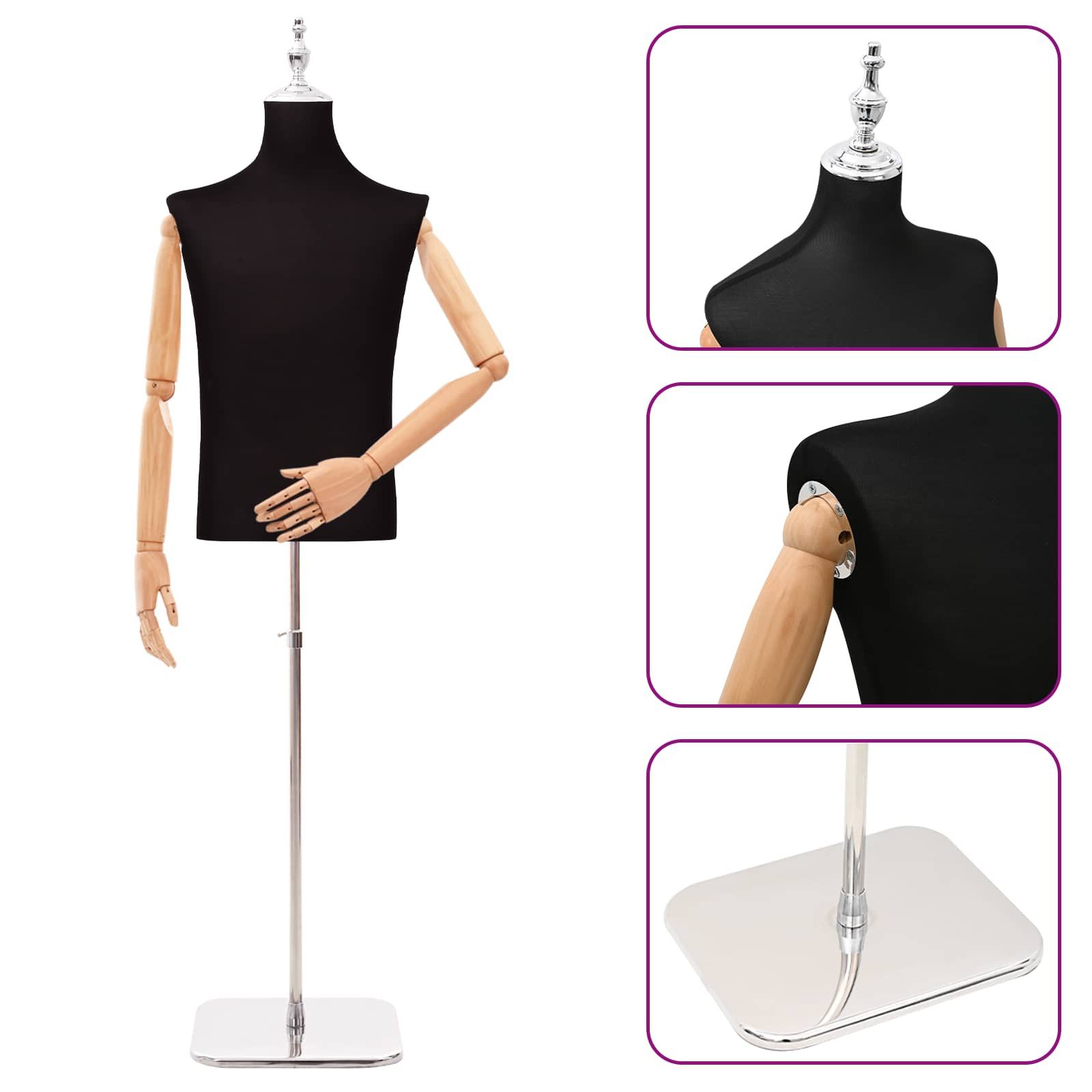 vidaXL Kunsthaarperücke Verstellbarer Mannequin 170-218 cm mit Standfuß Männlich PP