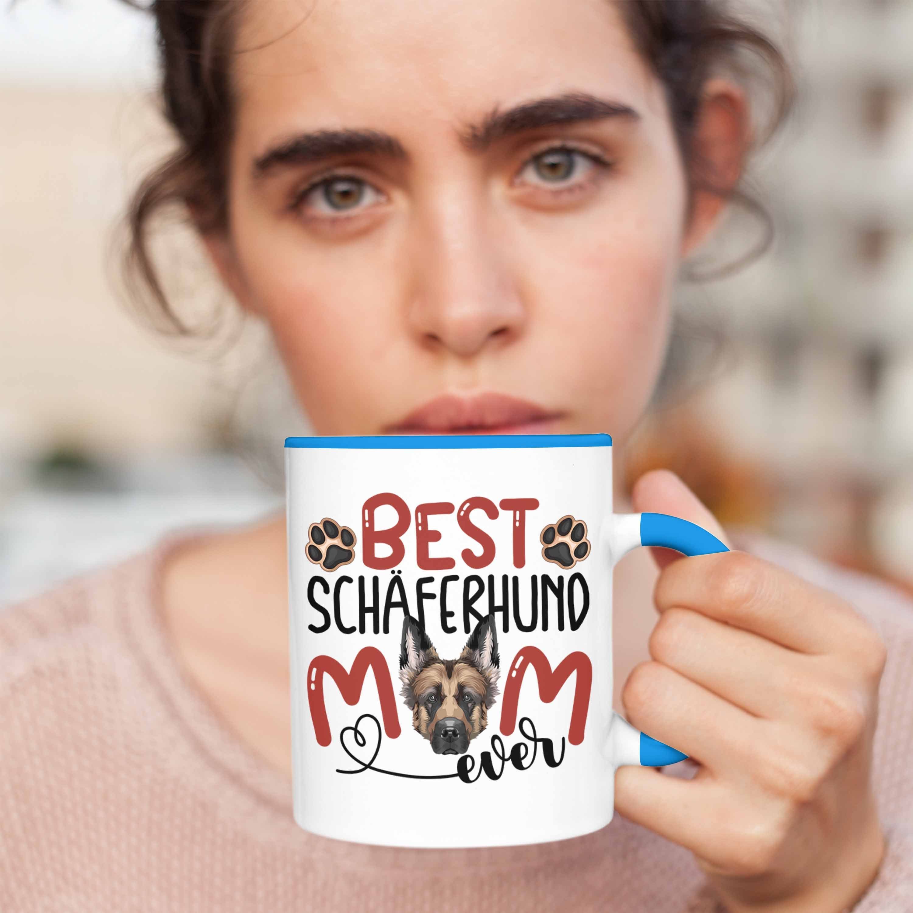 Geschenk Lustiger Mom Blau Tasse Schäferhund Trendation Besitzerin Spruch Tasse Geschenkidee